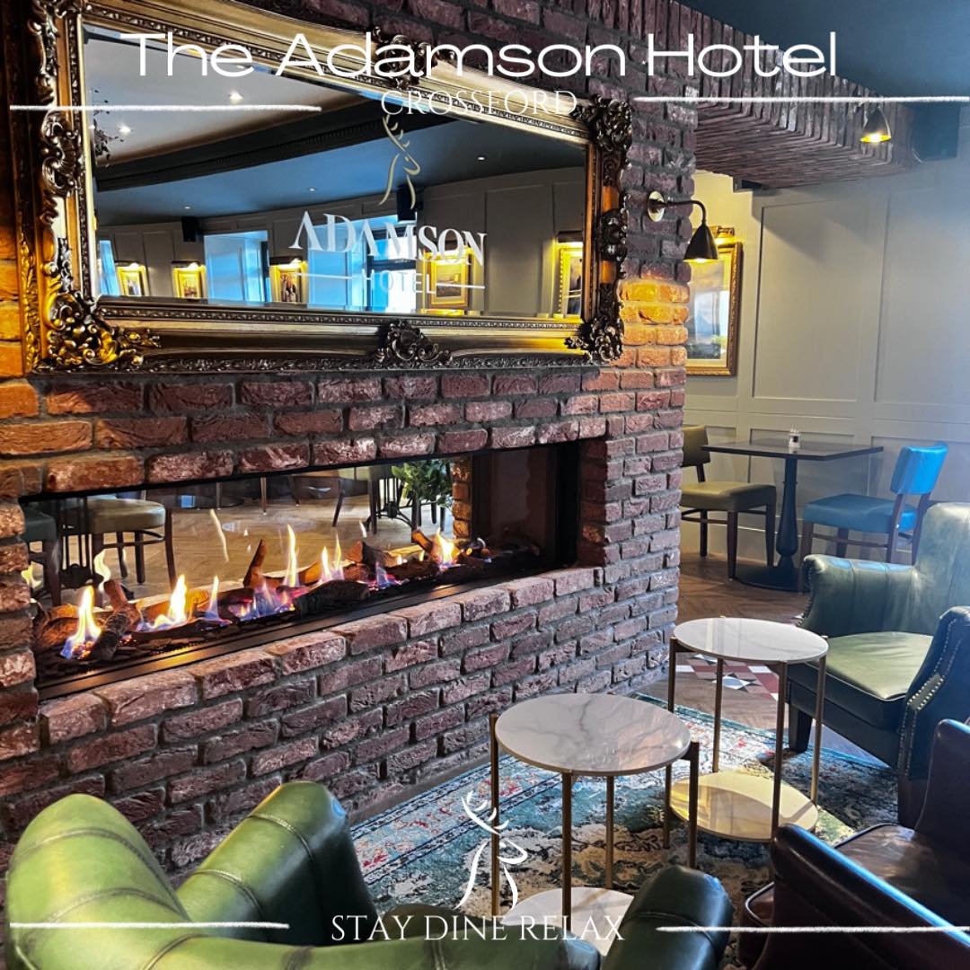 It&rsquo;s a damp autumn day in Crossford &mdash; perfect weather to cosy up by the fireside at The Adamson Hotel.
Join us for delicious food, great drinks, and a warm village welcome. 🍂🔥

Open from noon daily
