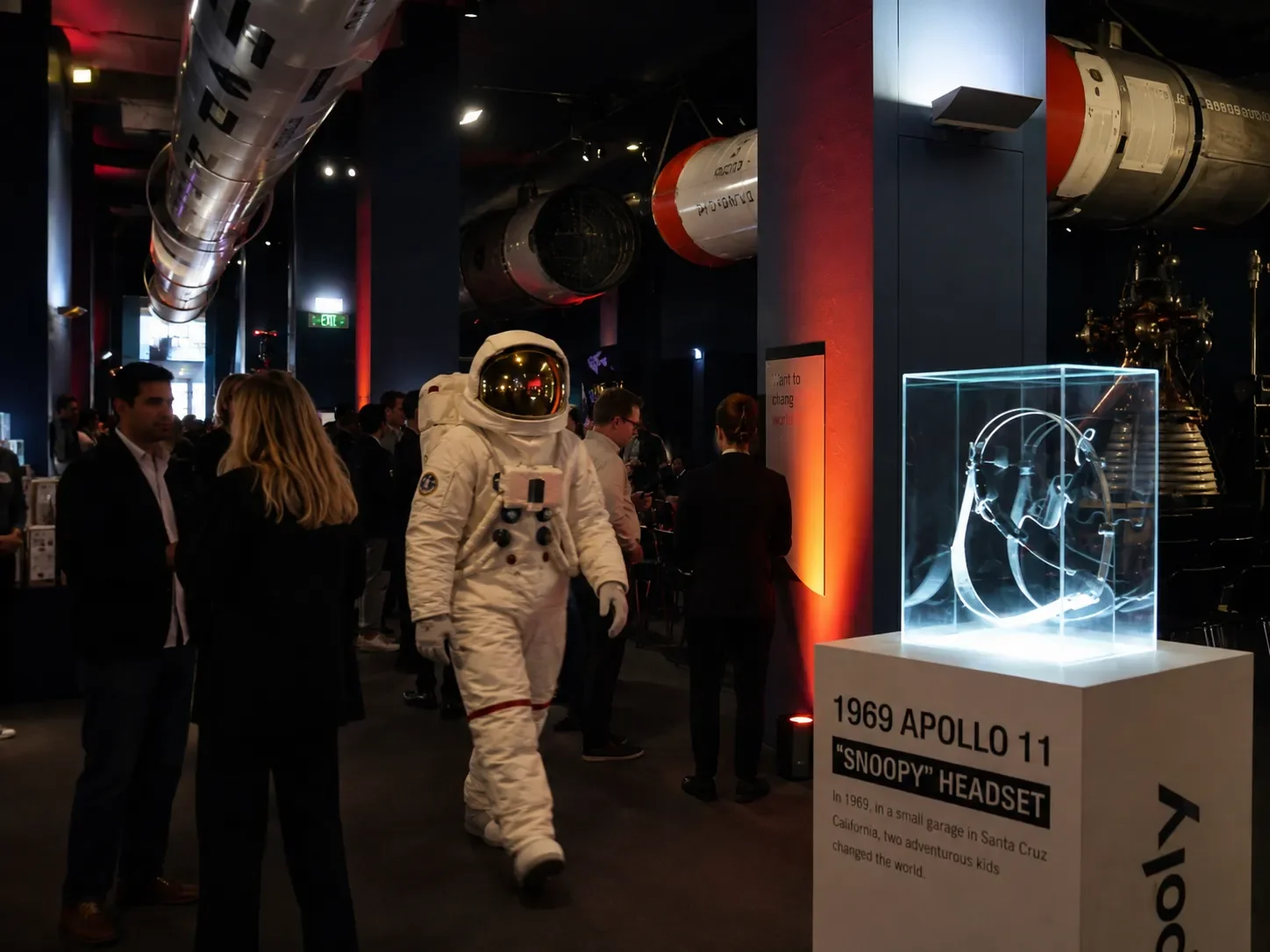 Astronaut walking towards Poly headset