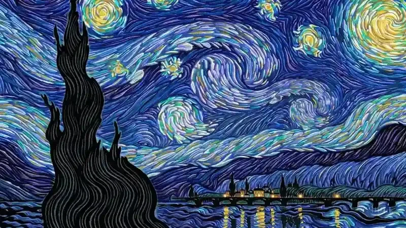 animated gif of Starry Night by Vincent Van Gogh