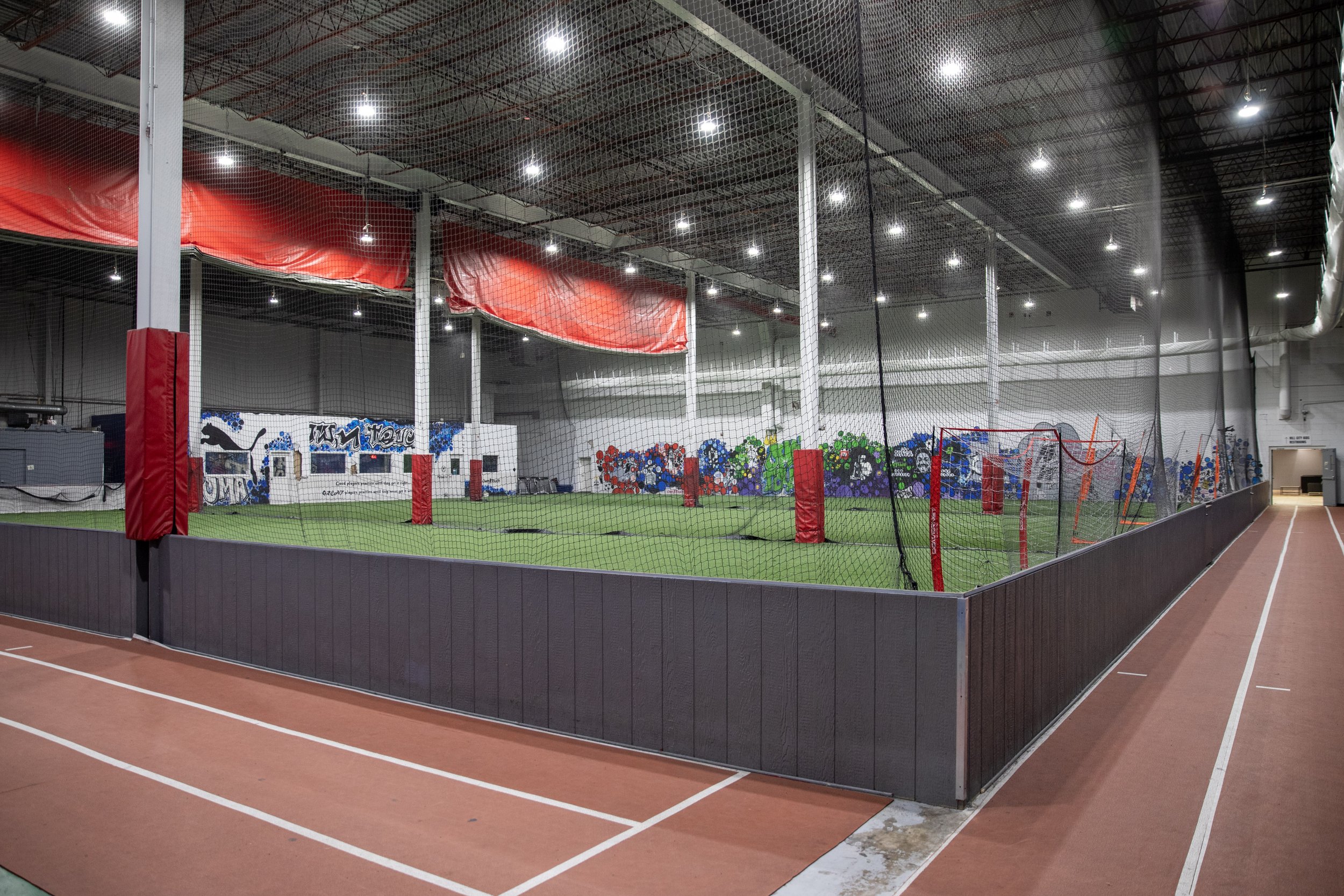 Indoor sports facility with netted turf fields for soccer, field hockey and more in Richmond, Virginia.