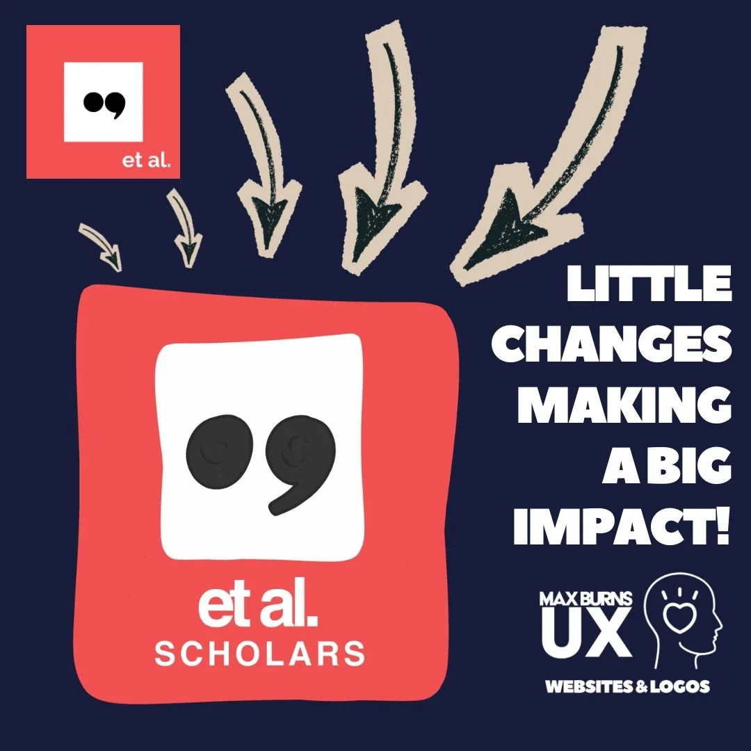 Little tweaks! Big impact!

Check out this logo rebranding for et al scholars!

Kept the original idea but added some customization. Hand drawn period and comma with hand crafted shapes to evoke the spirit of the editing process. Paired it all with a