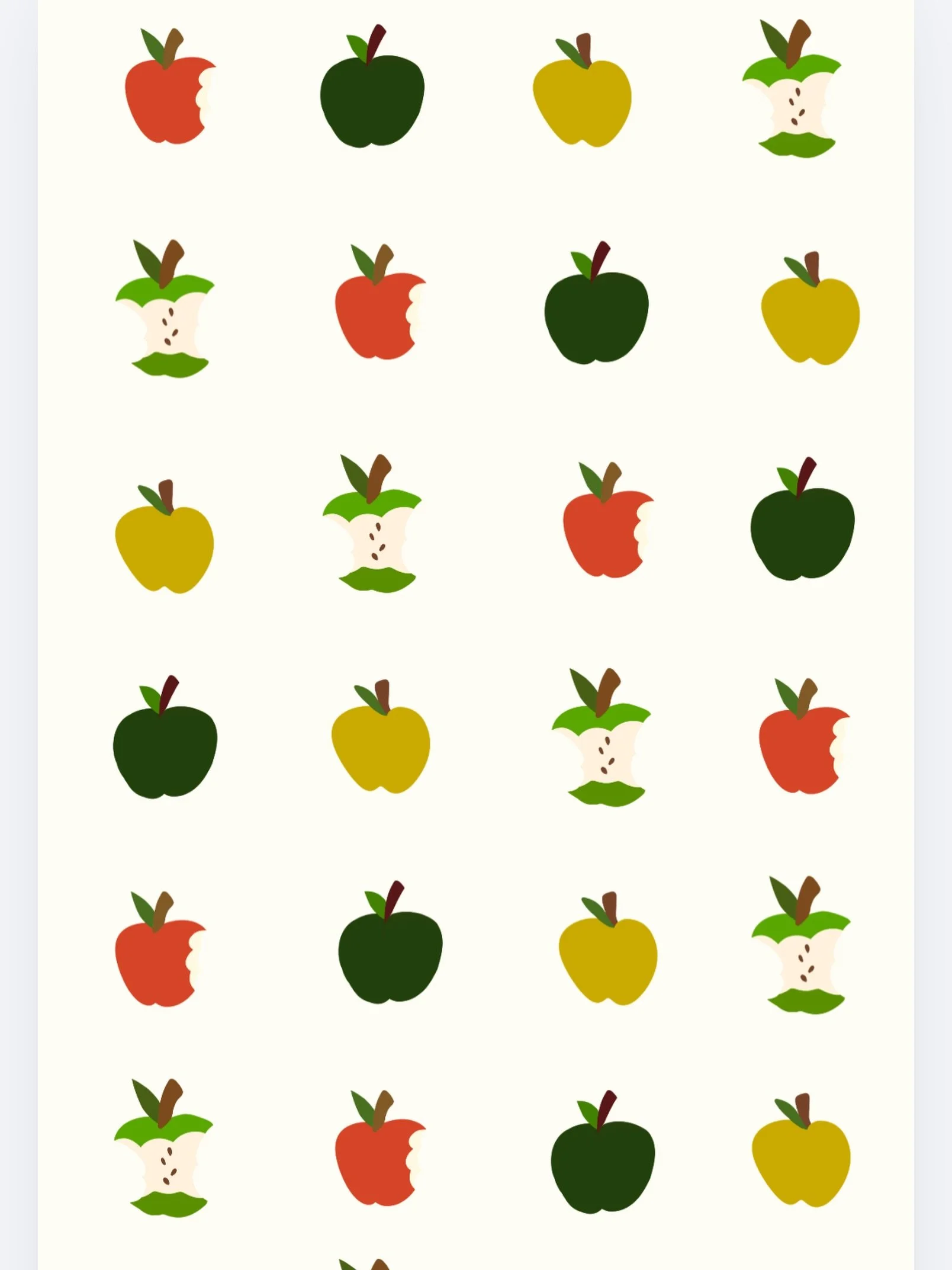 Why use gen ai when your brain is so much more lovely? 

Perfect imperfections are a part of genius design. 
(And queer design! 💅)
&bull;&bull;&bull;

Image description: pattern of hand drawn apples in different colors (red, green, and gold) across 