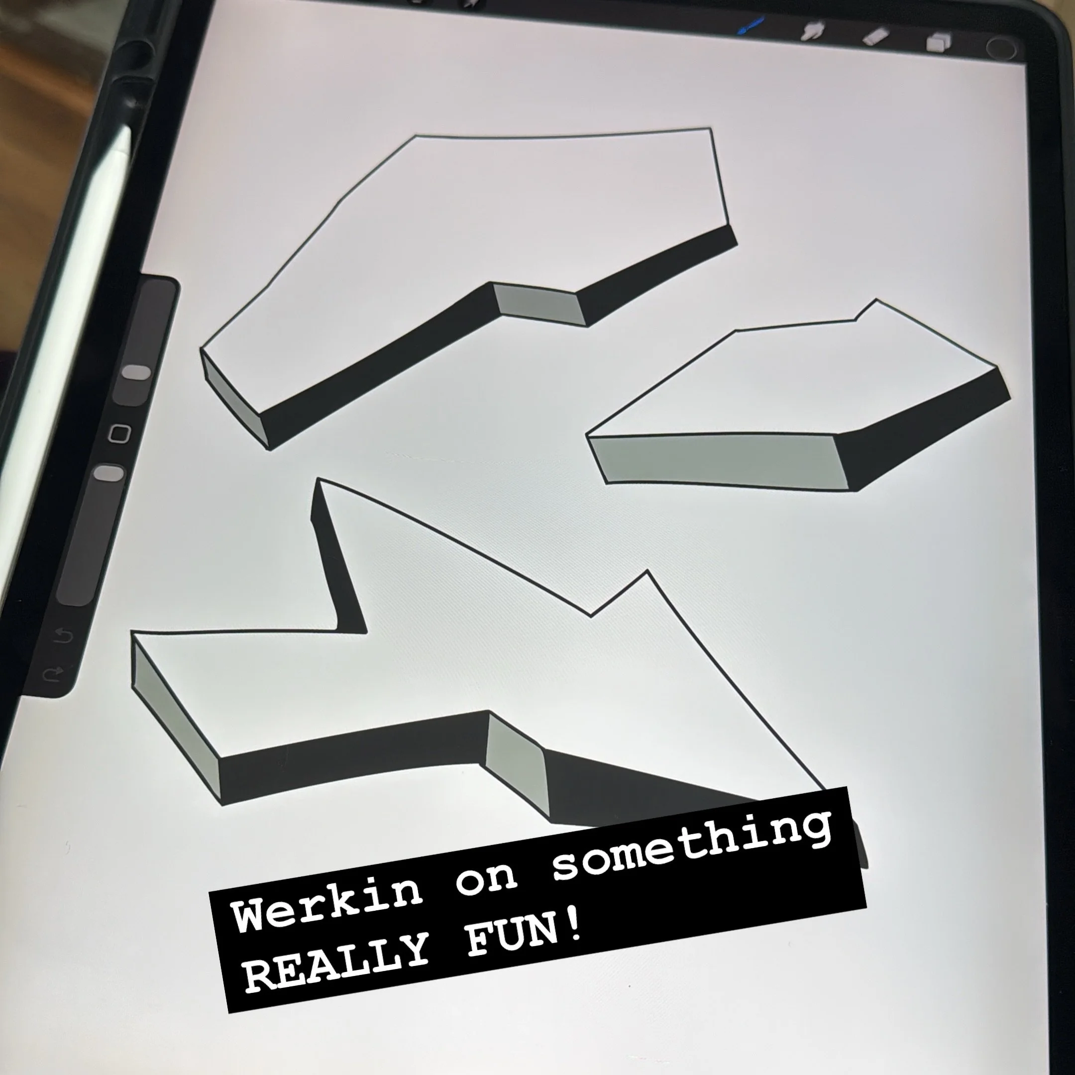 Trying to keep cool about it but geeking out as per yoosh. 🤓

Drops in November- stay tuned! 🧱

&bull;&bull;&bull;

Image description: procreate screen of drawn block pieces in grayscale