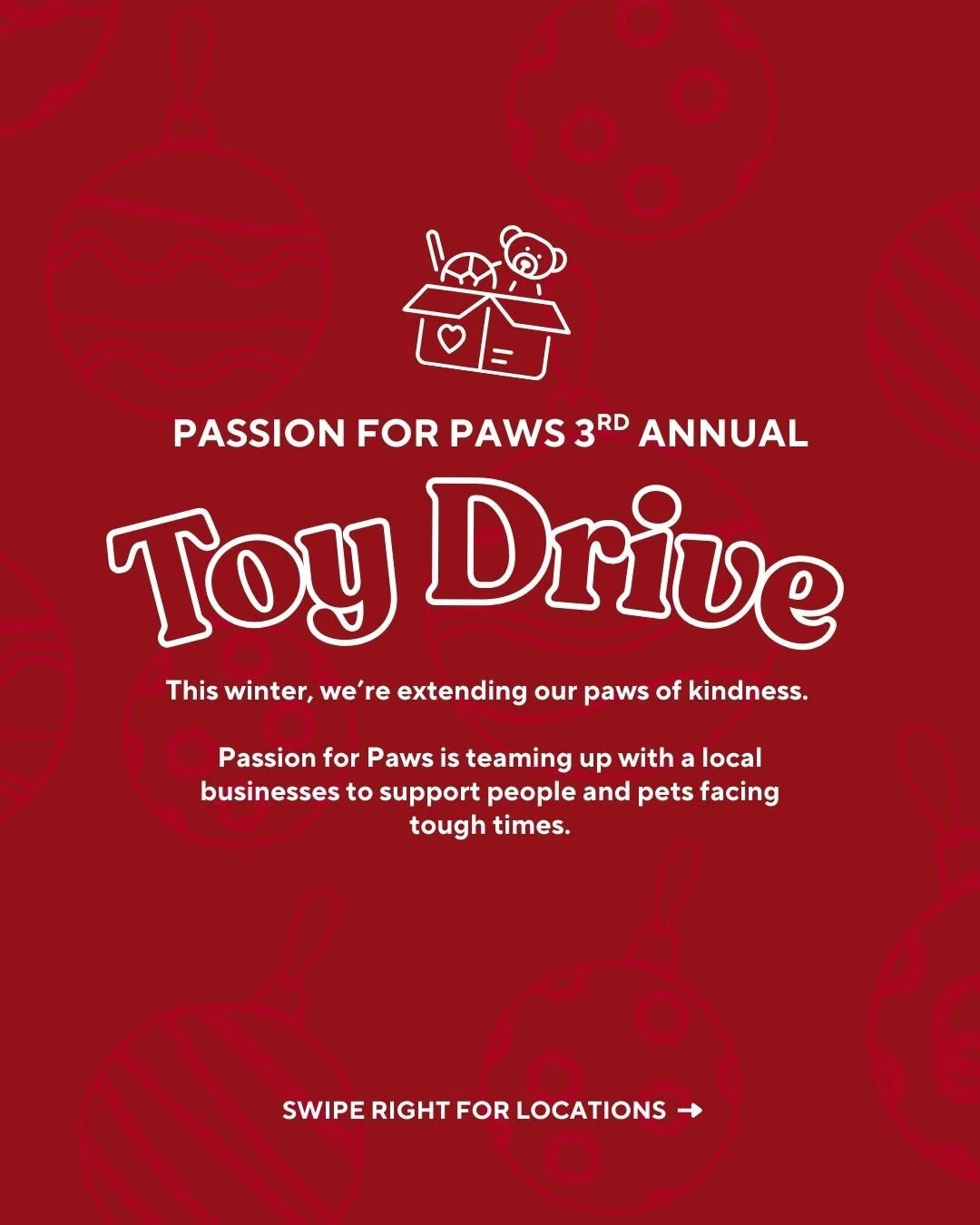 A small act of kindness can go a long way. 💖

 By donating to our Toy Drive, you help ensure no one (human or animal!) is forgotten this winter in animal friendly homeless shelters.

@royalvetco , @atdclubhouse , @centrepucci  and @condition.x are r