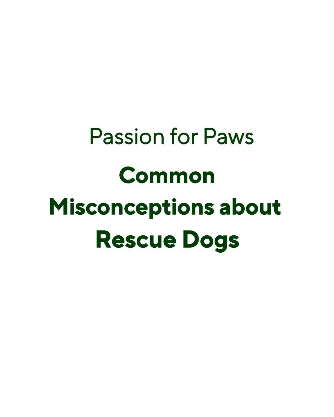 🐾 Rescue Myth vs. Reality 🐾

There are many misconceptions surrounding animal rescue, and at Passion for Paws, we are committed to educating our community and shedding light on the realities of rescue.

The truth is that rescue dogs come from all k