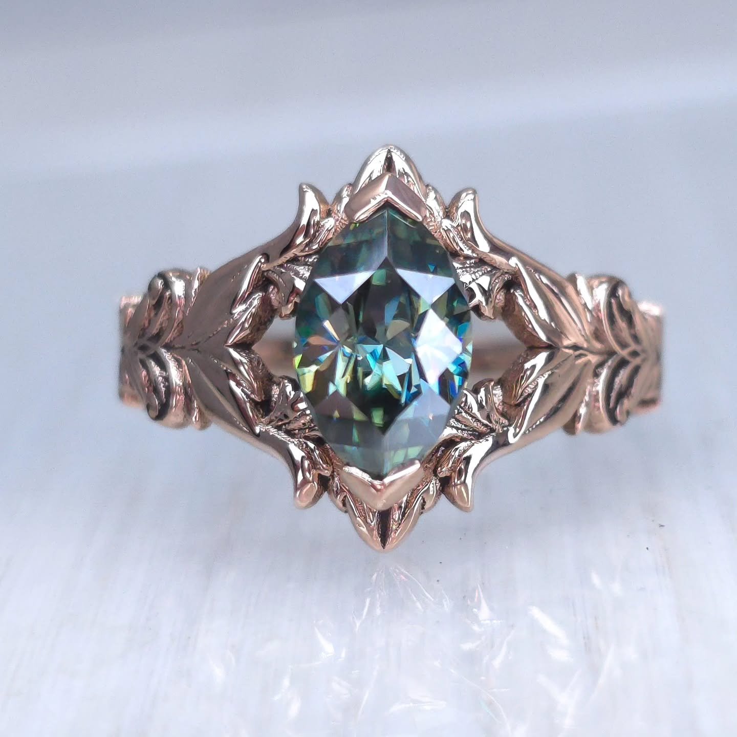 Sharing work ✨ This is a floral/nature design I made last year as a &quot;Made to Order&quot; listing - where you can get this created in any size, gold color and gemstone center stone. My client wanted to go with a lovely pink 14kt gold ring and a d