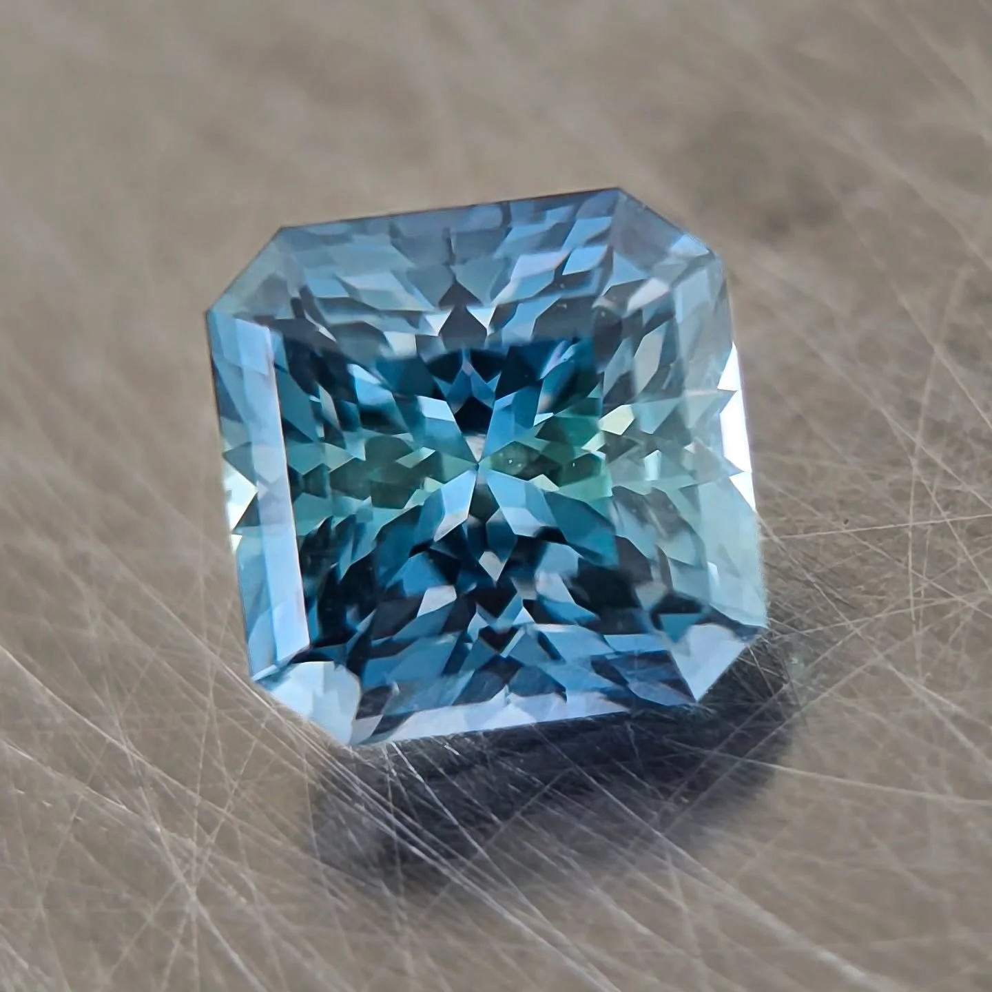 Available 🩵 1.66ct Unheated Natural  T E A L Montana Sapphire. A very special stone! Just shy of 6mm in Marco Voltolinis design Squaretuguese. I've never cut such a clean gem and so quintessentially teal. There is a lovely greener midsection you can