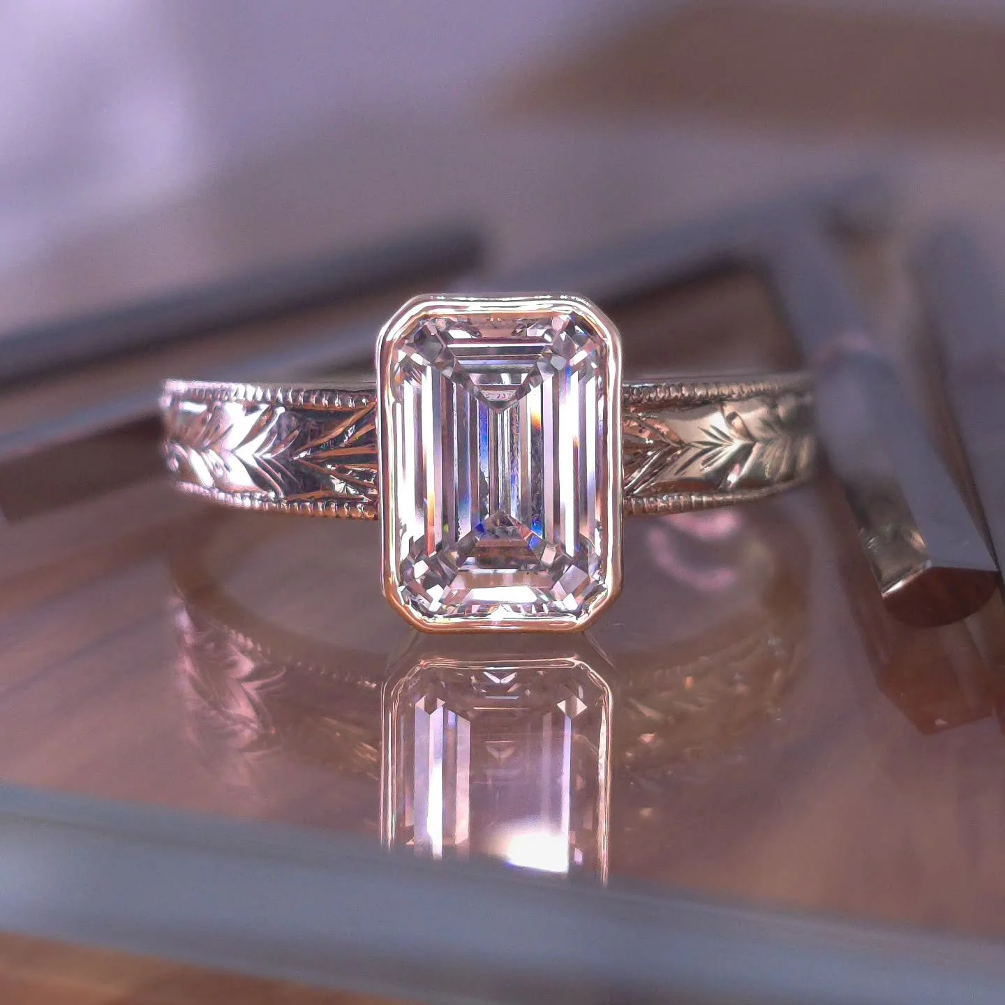 Sharing work ✨ I created this Lab Diamond + engraved 14kt yellow gold ring for my mother. She has been such a huge help in my business flourishing as it has the last 2 years. She always has my back and is constantly encouraging me to improve and push