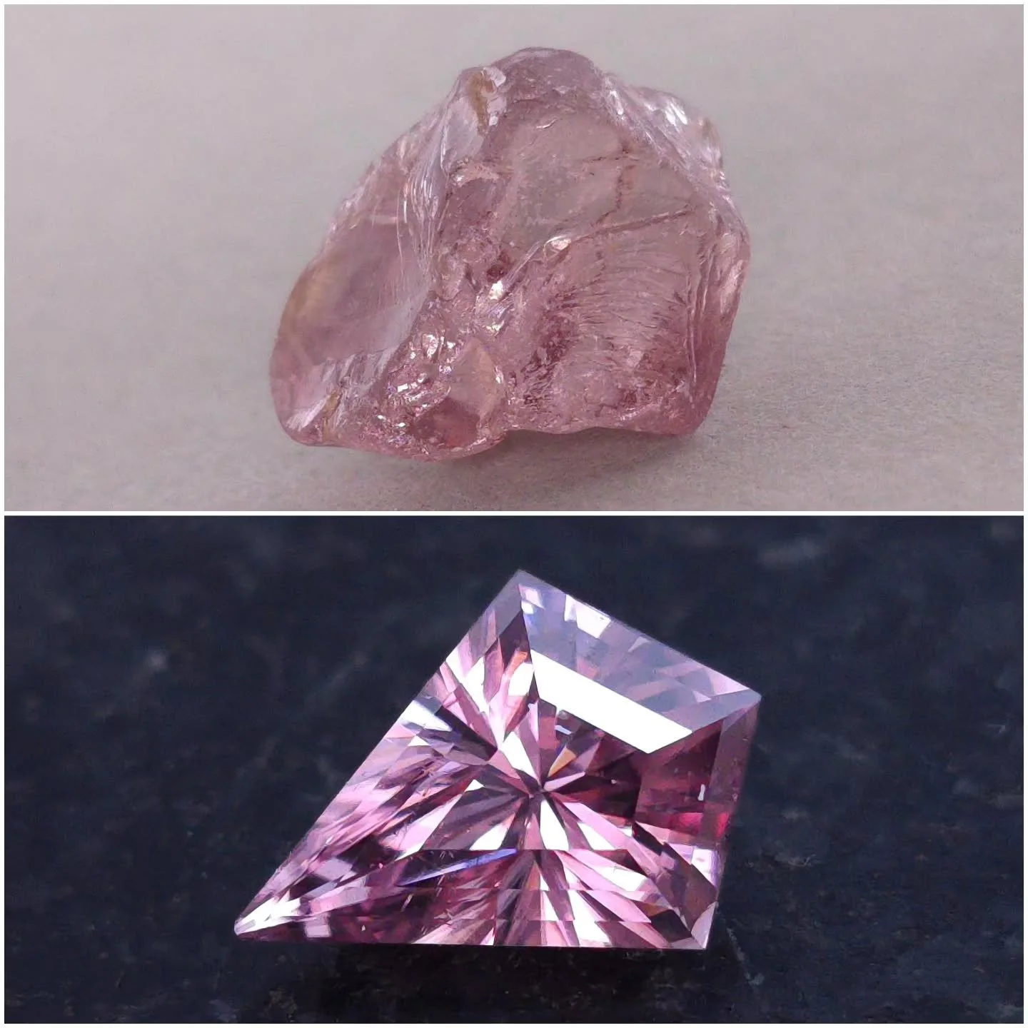 Available on website/DM - Natural 2.2ct Mozambique Zircon, 10.2mm x 6.3mm in size, kite-cut and super sparkly. This stunning pink zircon has beautiful peachy brown undertones. 
.
.
I haven't cut zircon in ages - YEARS, actually! I'm talking 2 or 3 ye