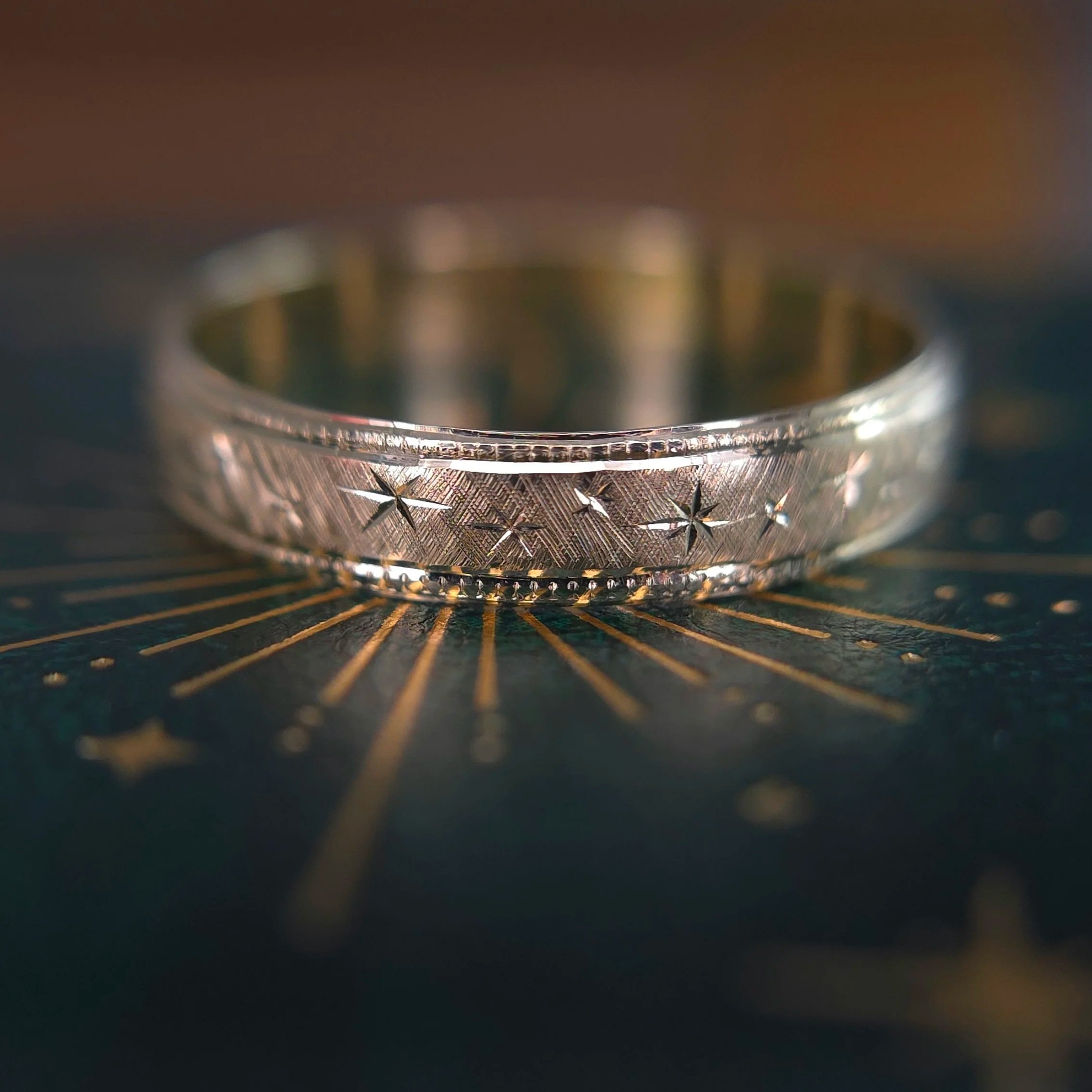 10kt Gold Hand Engraved Wedding Band - Size 10
