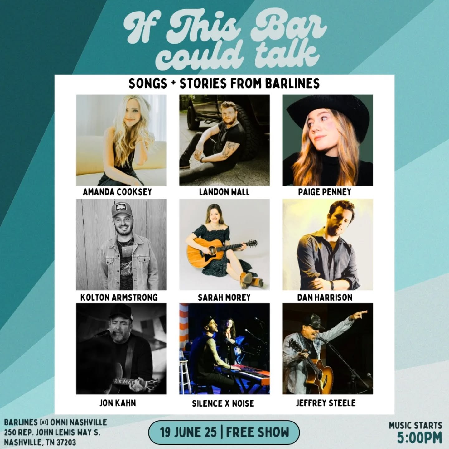 It's been two years of Songs + Stories at BARLINES in the OMNI NASHVILLE. Join us this Thursday for a stacked lineup of Storytellers. 

Music starts at 5pm! See you there 🎪

Thanks to our friends
@barlinesnashville @omninashville @studiobankofficial