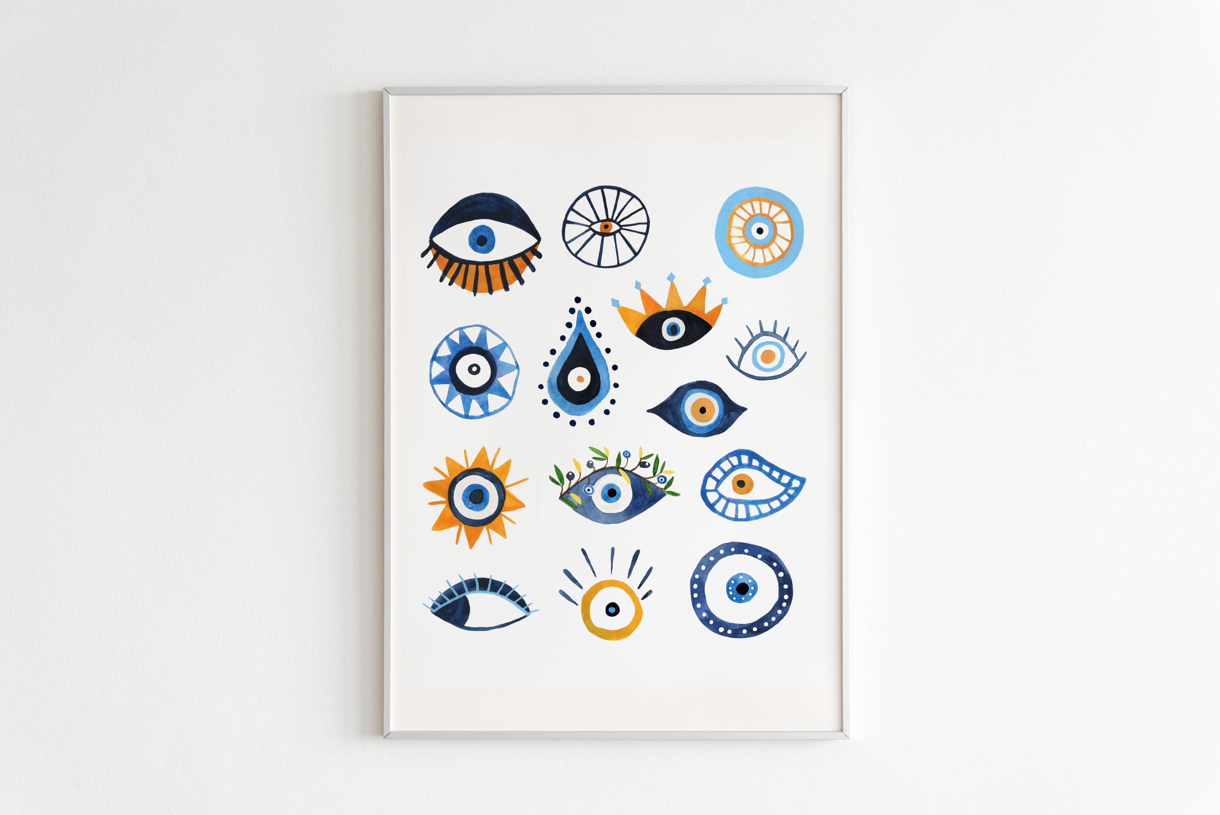 Greek Evil Eye Art Print, Mediterranean Wall Decor, Greece travel poster