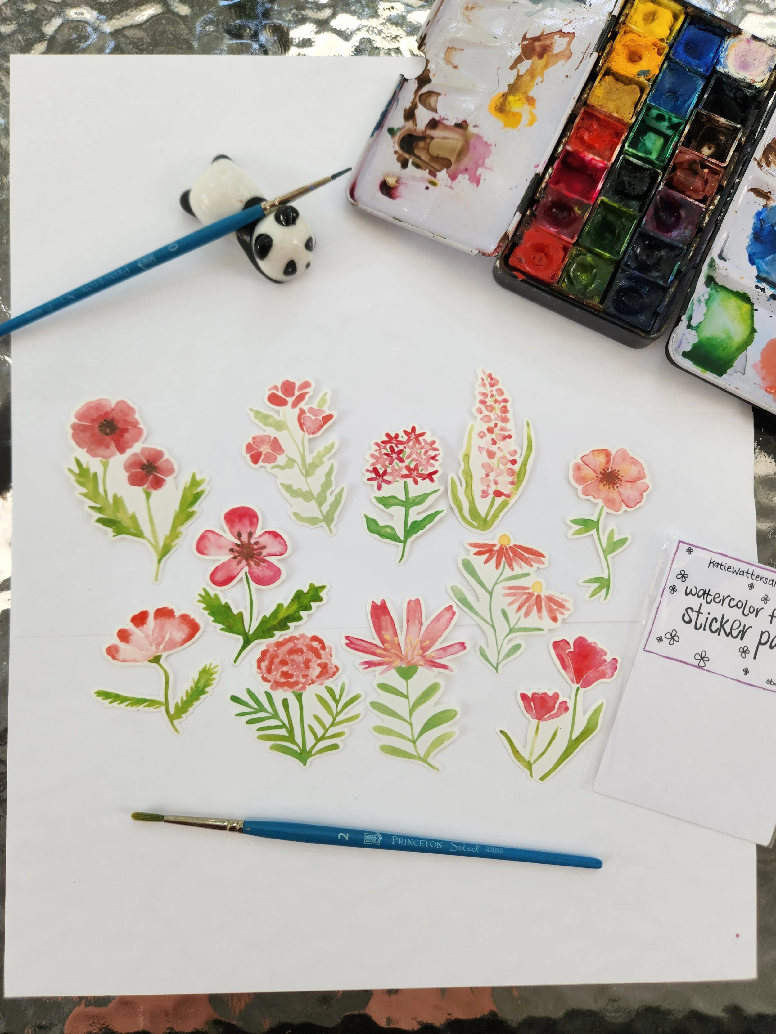 Watercolor Pink Wildflowers Sticker 11 Pack