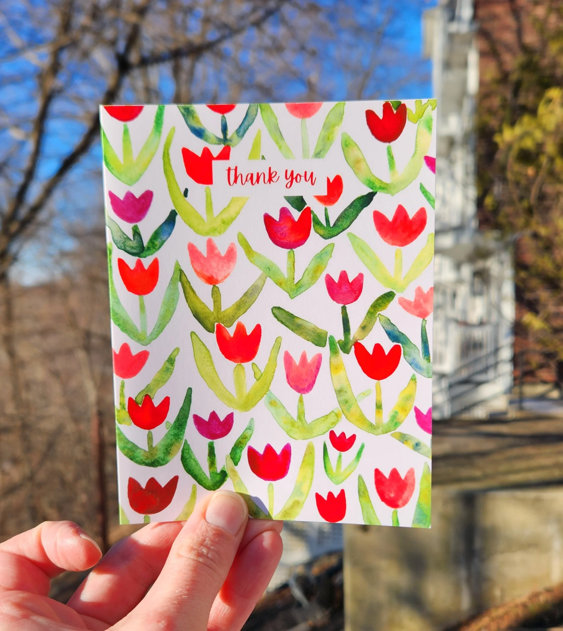 Watercolor Tulip Thank You Card