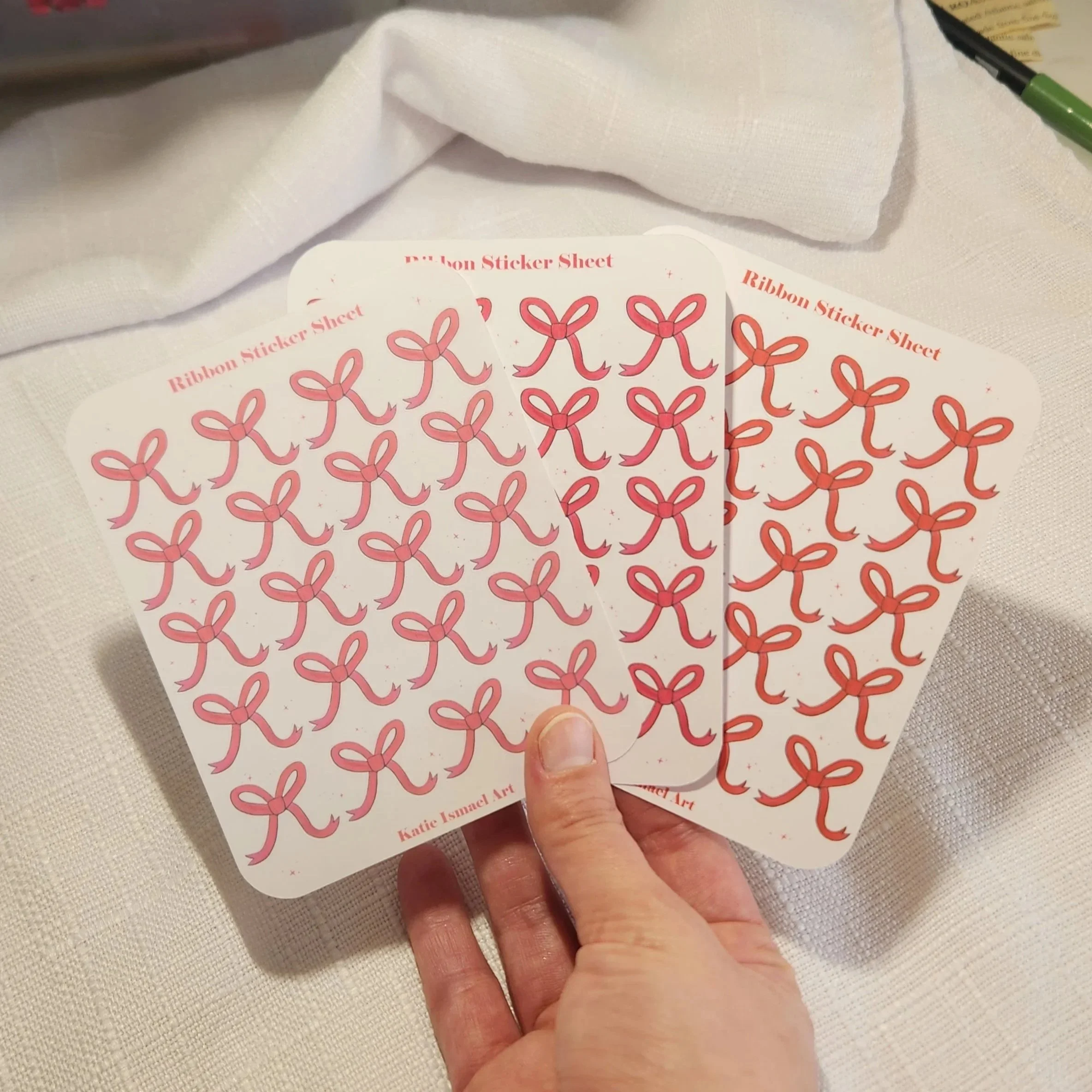Ribbon sticker sheet set of 3, red and pink Valentine ribbons sticker sheets, bow stickers pack