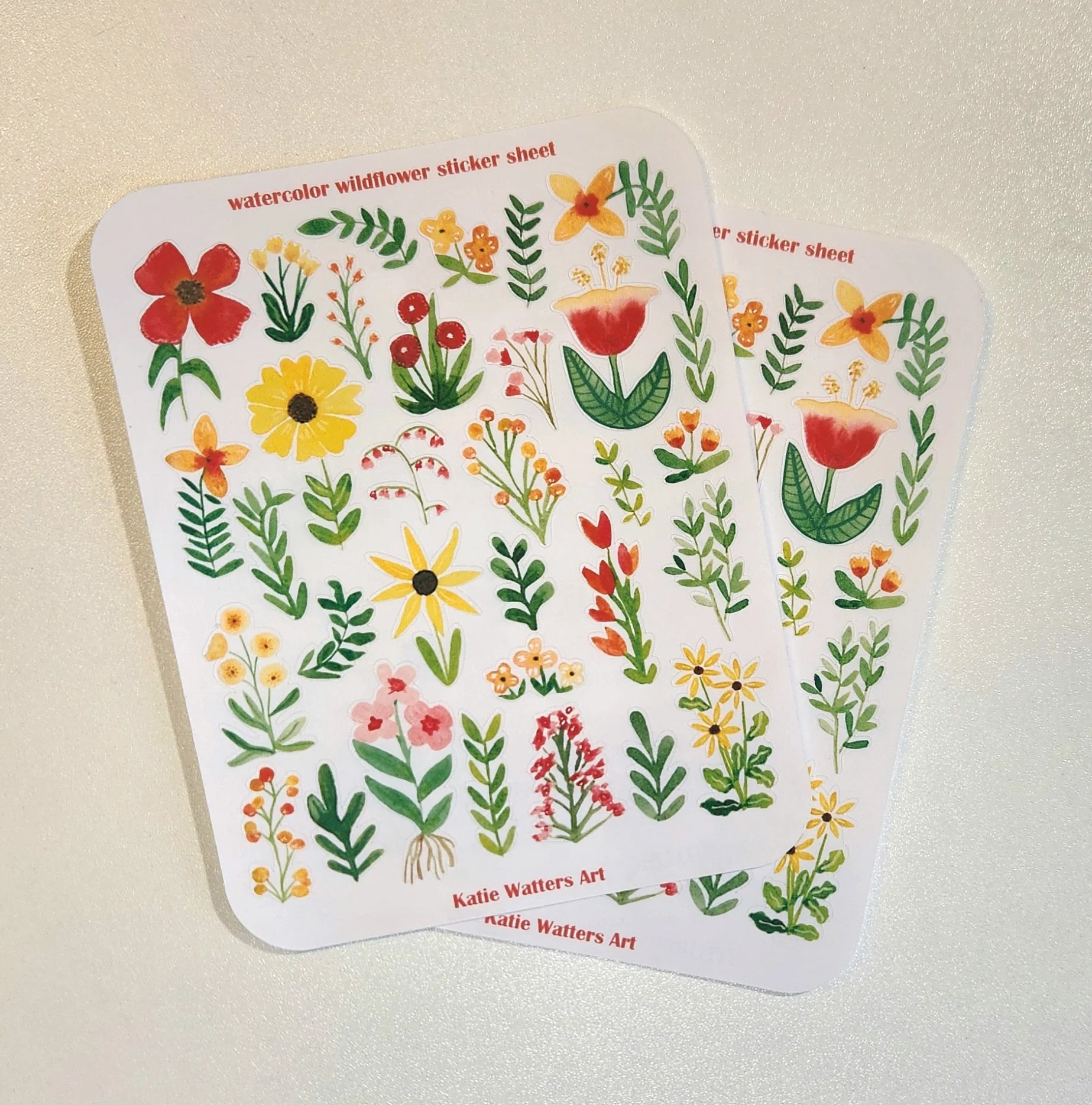 Watercolor Wildflower Flower Sticker Sheets (set of 2)