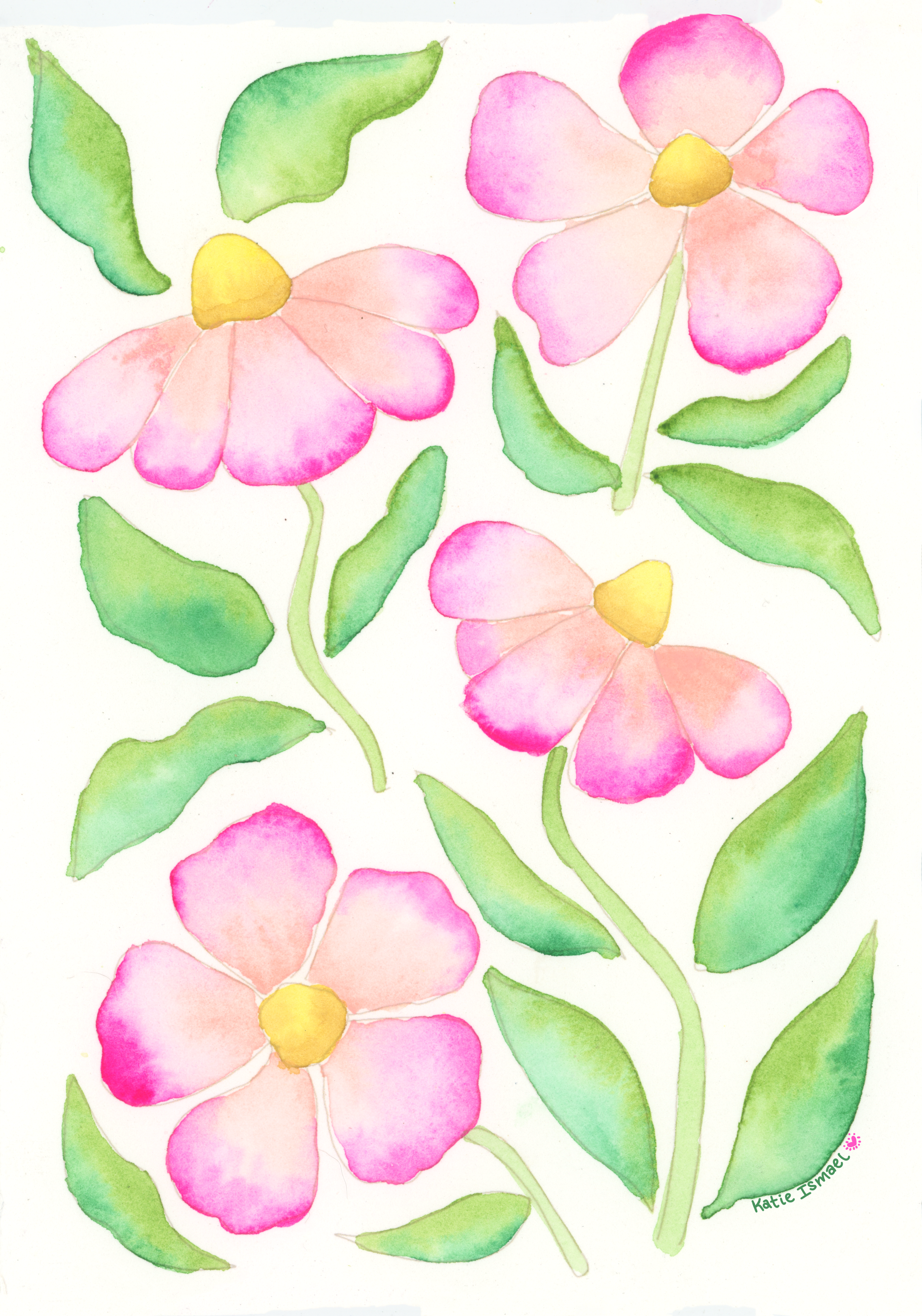 Pink Floral Watercolor Kit