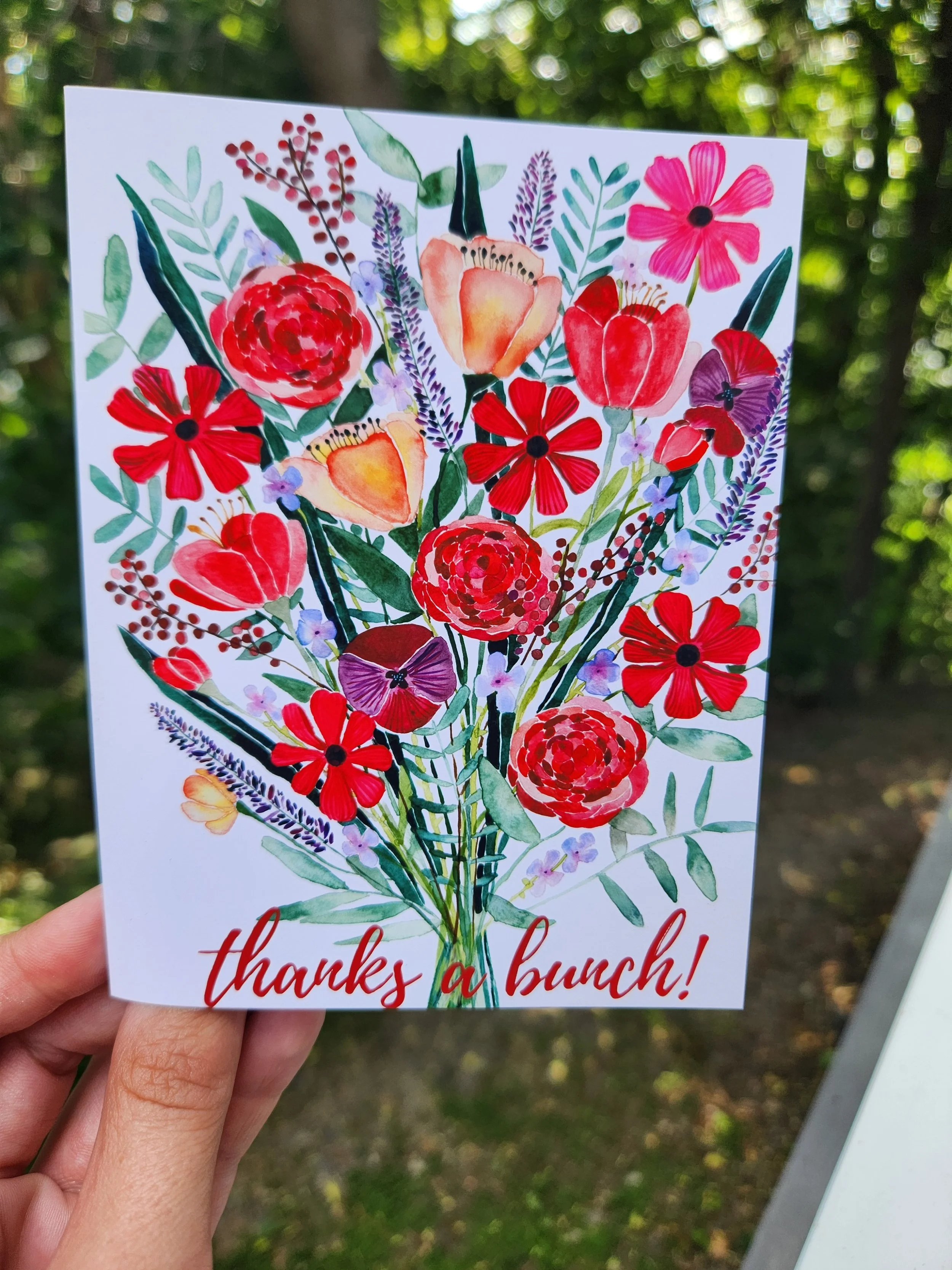Watercolor Wildflower Bouquet Thank You Card