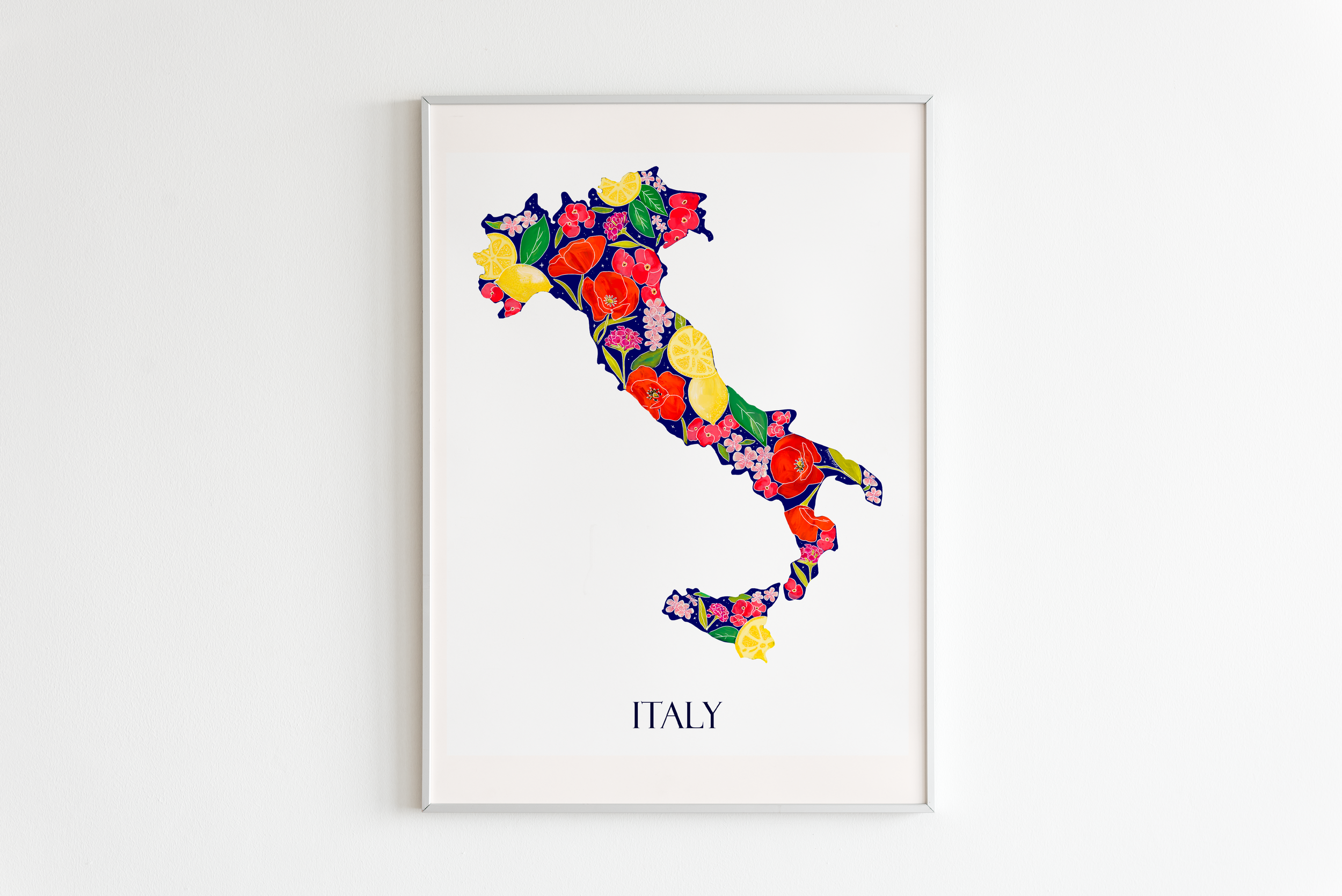 Italy wildflowers and lemons art print