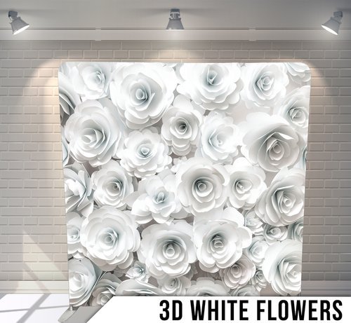 3D White Flowers Tension Cloth