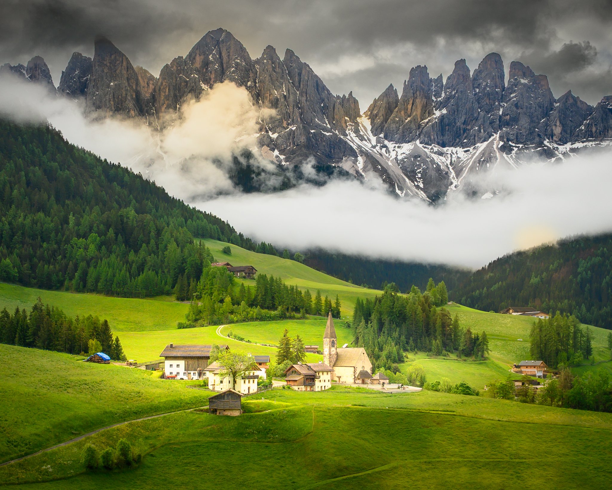 Foggy Santa Maddalena,
Val di Funes, Italy