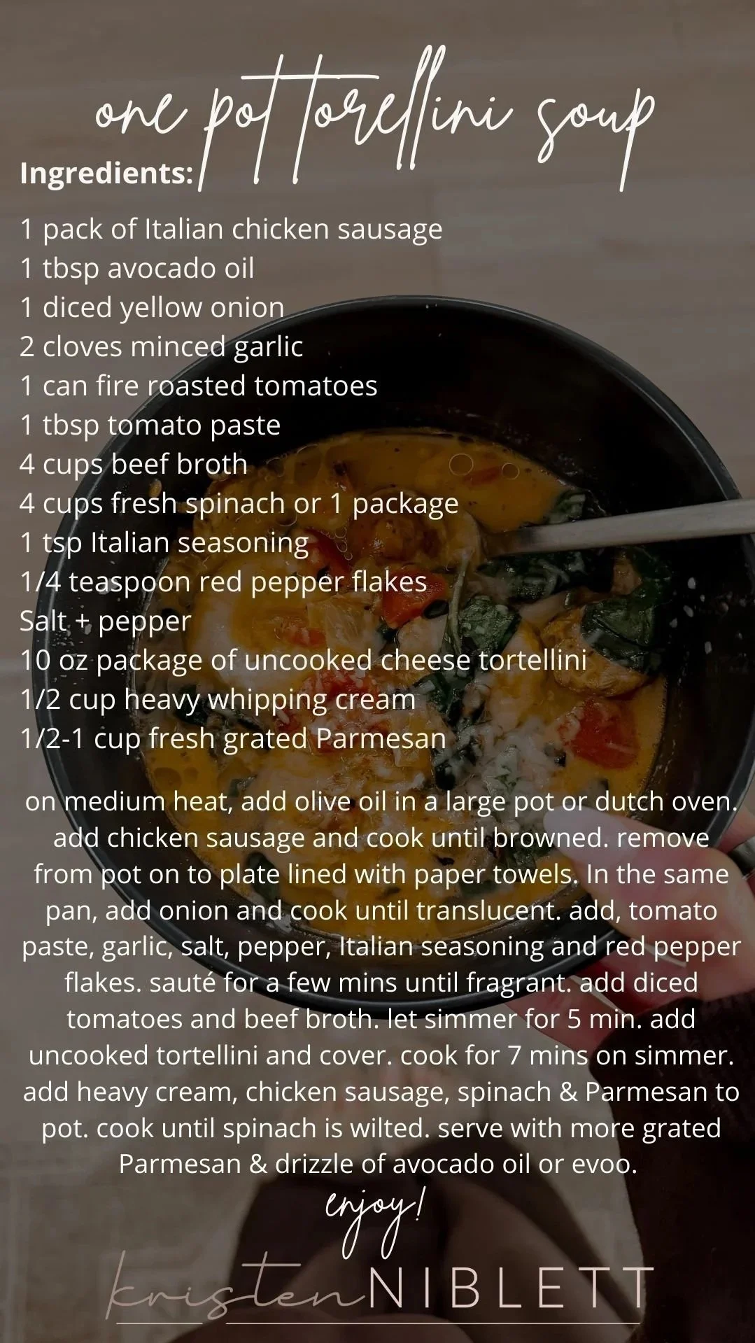 One-Pot Healthier Tortellini Soup