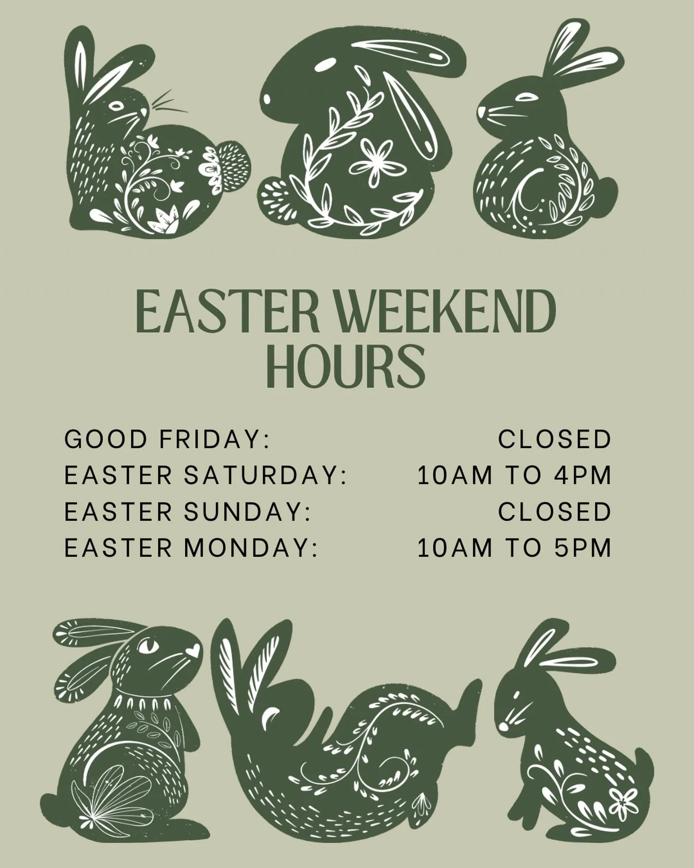 Whether you&rsquo;re picking up something delicious, grabbing the perfect bottle of wine, or adding a few beautiful touches to your table - we&rsquo;ve got you covered this Easter weekend 🐰🌷🐣

Here&rsquo;s when you can find us ✨

Stop in and let u