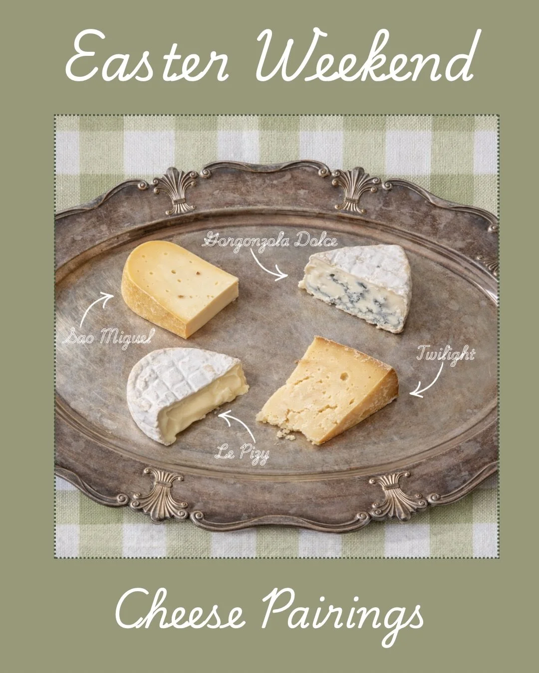 Our Easter wine picks deserved equally good company 🧀🍷

Here are a few of the cheeses we&rsquo;re loving right now - each one paired to complement the bottles we selected for the weekend! 🙌🏼

Something you - and anyone around your table - will lo