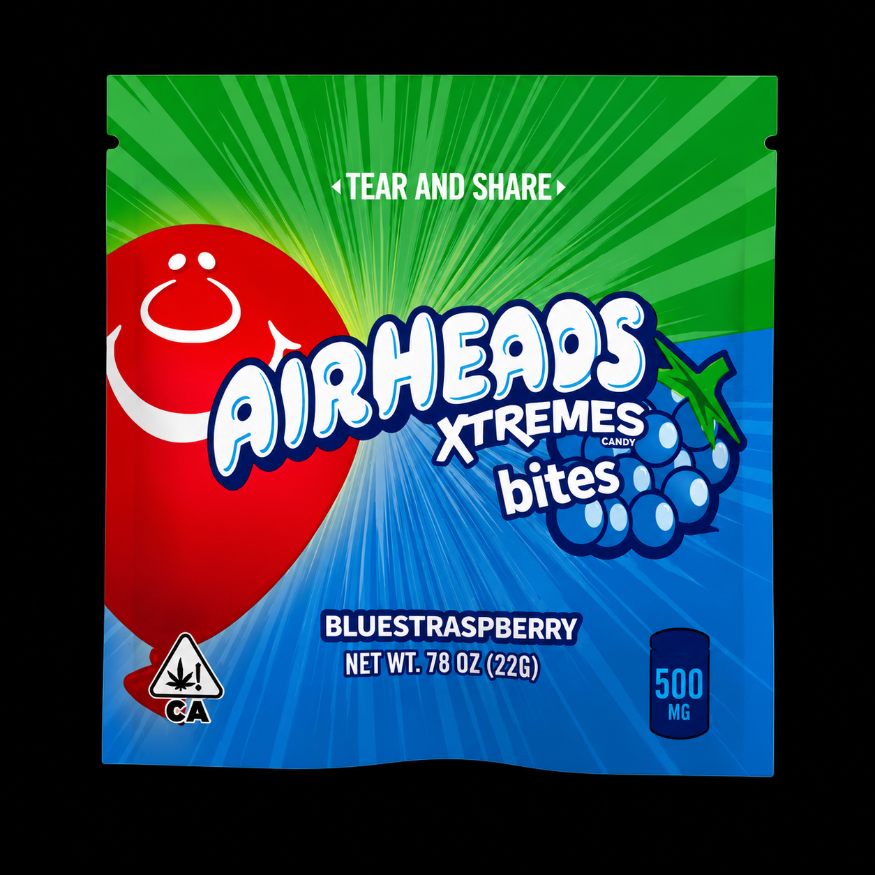 500MG THC AIR HEADS EXTREME BLUE RASBERRY