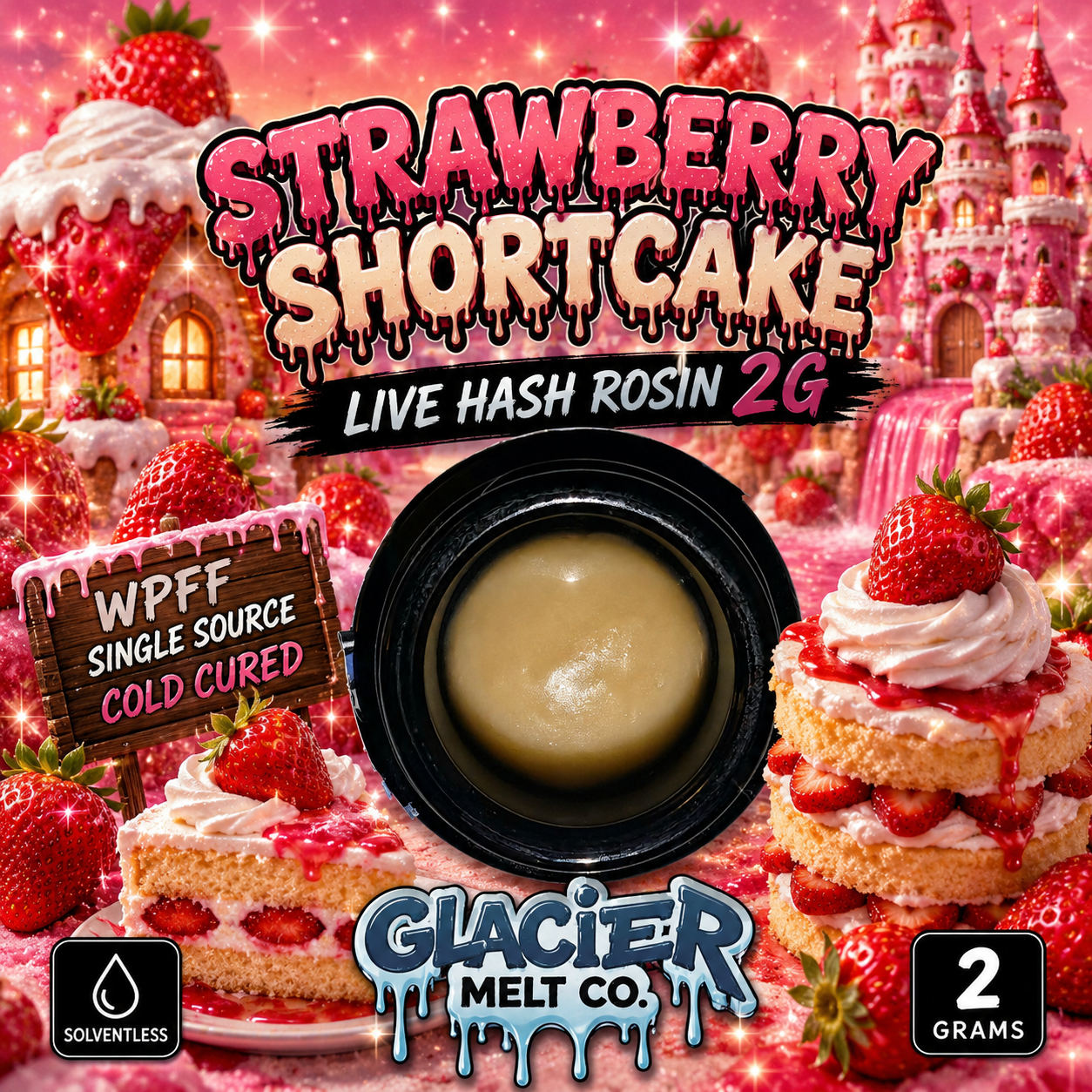 2G STRAWBERRY SHORTCAKE - GRADE A LIVE ROSIN PRODUCED BY GLACIER MELTS