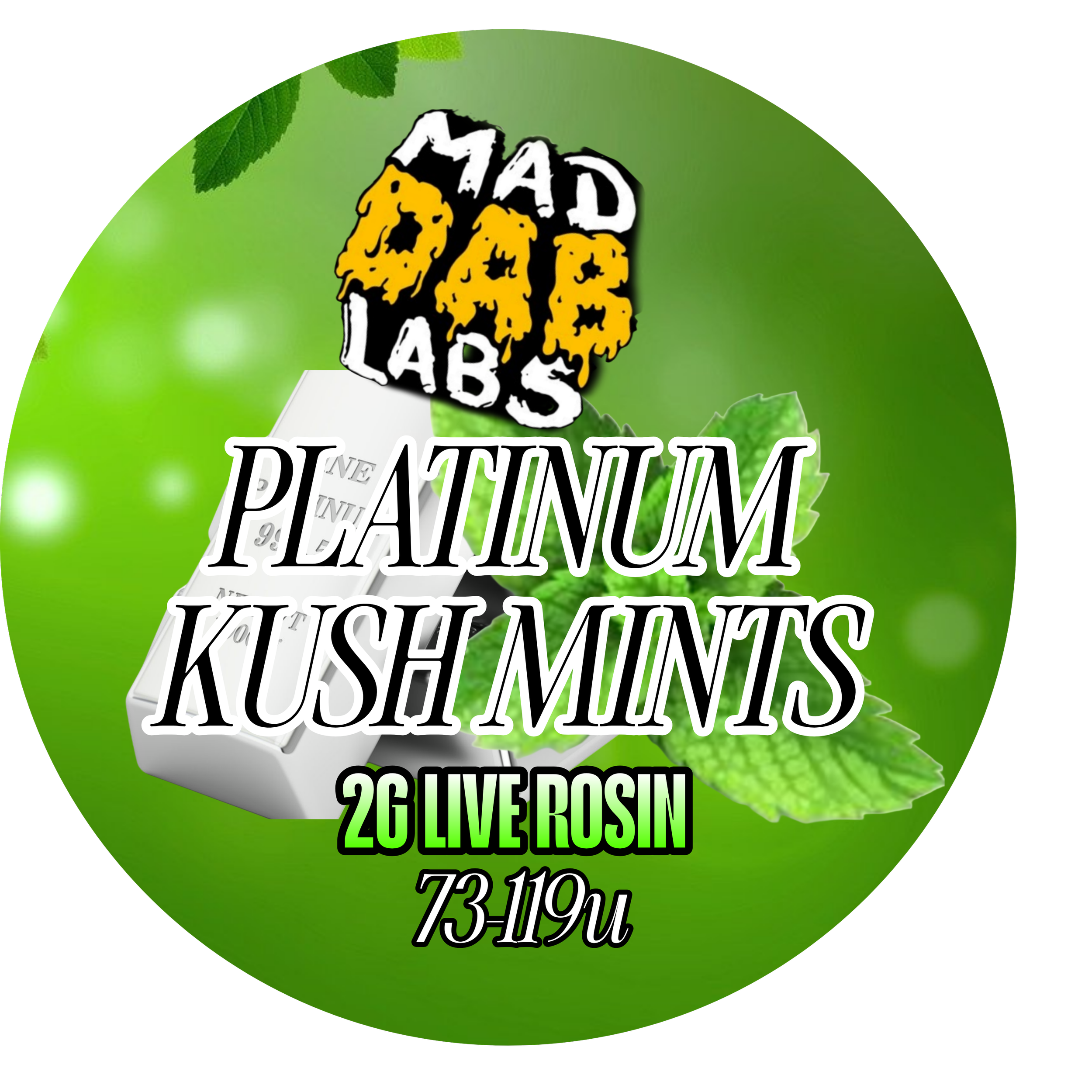 2G PLATINIUM KUSH MINTS - GRADE A LIVE ROSIN PRODUCED BY GLACIER MELTS