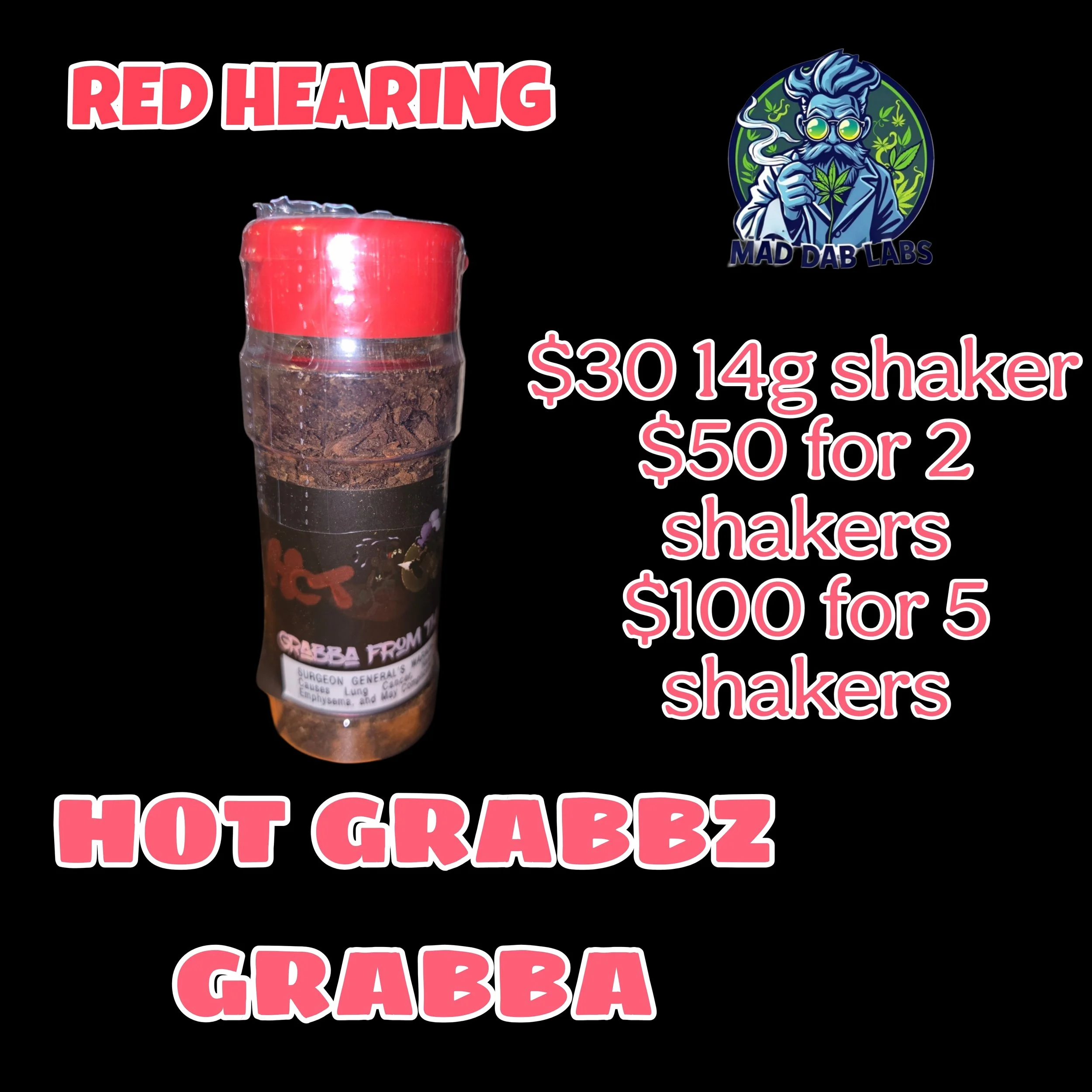 🔥HOT GRABZ GABBA - RED HEARING 14g