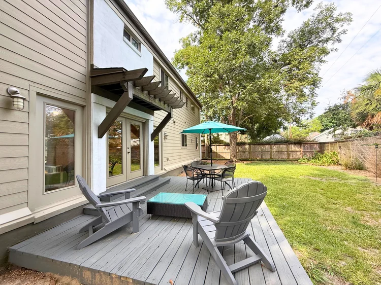 Private fenced backyard at Chateau Gold, a Luxurway house near MD Anderson in Houston