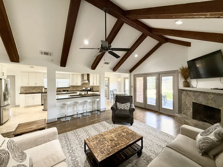 Living room at Serena Sun, a three bedroom furnished house in the Braeswood area of Houston