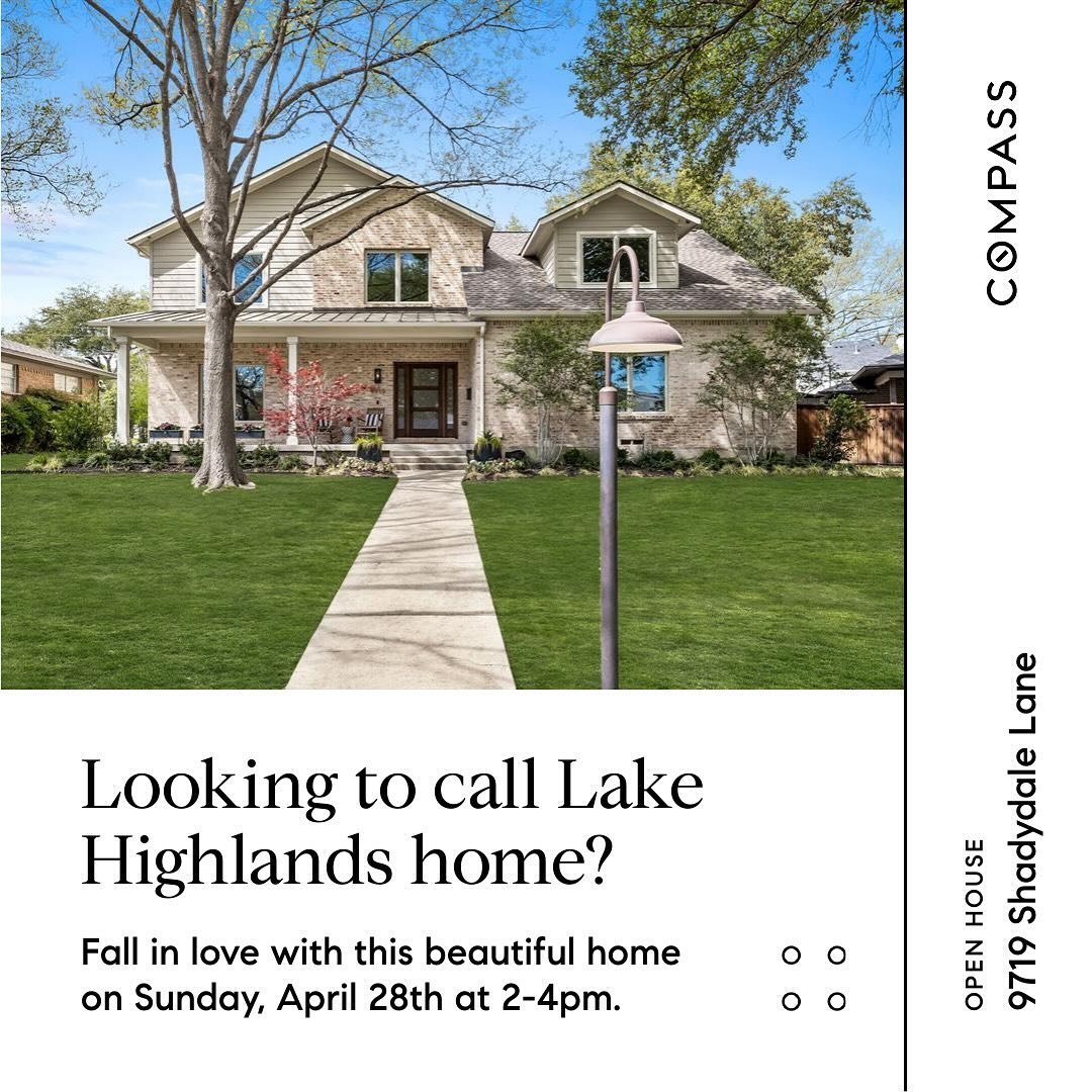 🌟 Open House: Experience Elegance at 9719 Shadydale in Lake Highlands! 🏡💫

Join us for a tour of this stunning Lake Highlands beauty at 9719 Shadydale Lane &ndash; a move-in ready home located in the coveted White Rock Elementary neighborhood.

👨
