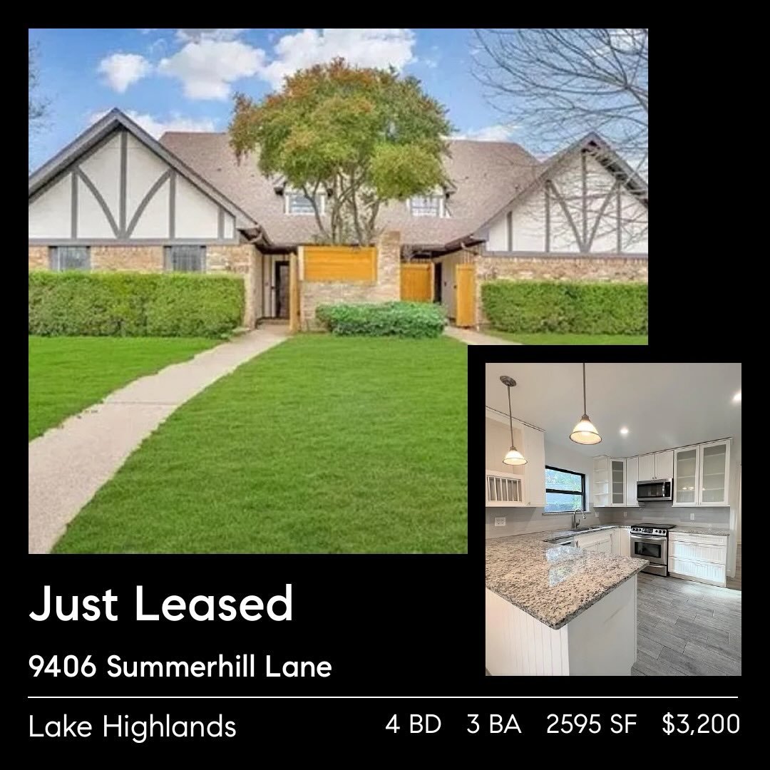 LEASED IN LAKE HIGHLANDS! 🏡✨

We loved helping this sweet family secure the perfect lease for their growing family as they begin an exciting new chapter! There&rsquo;s nothing better than helping wonderful people find a place to call home in one of 