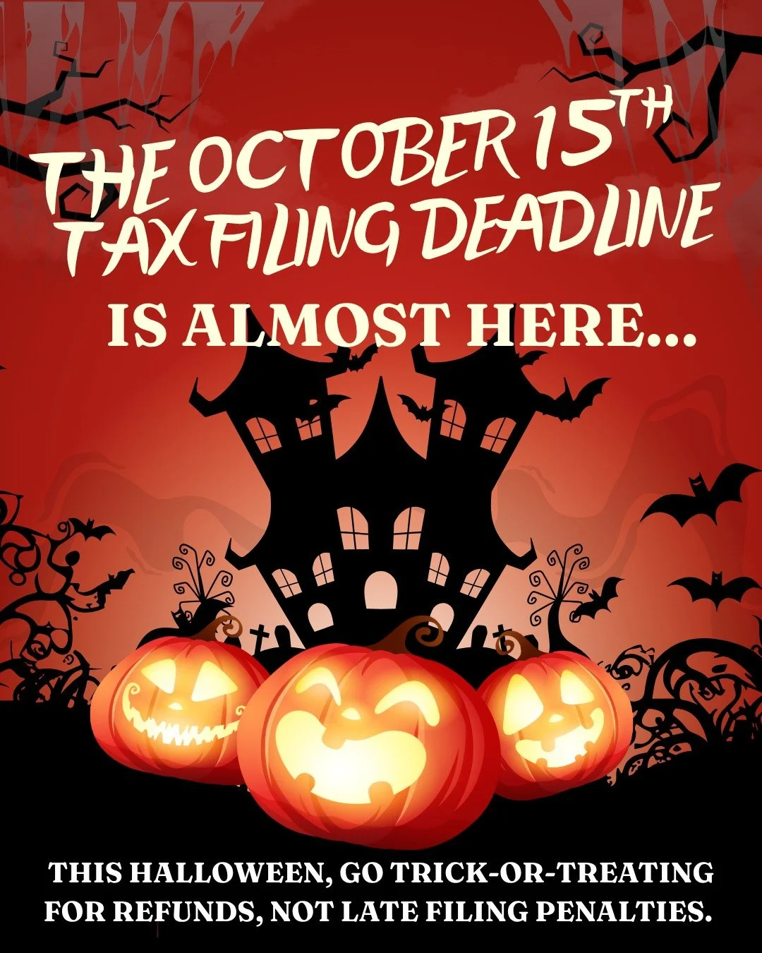 If you haven't filed your taxes yet, don't be scared of the October 15th deadline. Let us help! Call or email if you have any questions - 402-379-7818 / info@traveltax.com🎃