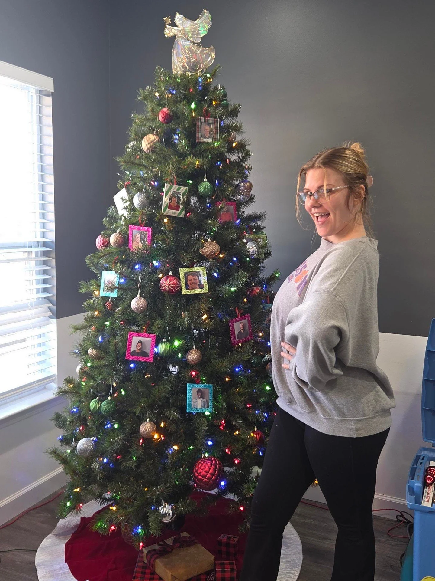 The tree? Snatched. The employees? Festive. Mariah Carey? Thawed. LET'S GO 🎄❄️ #christmas #holidays #office