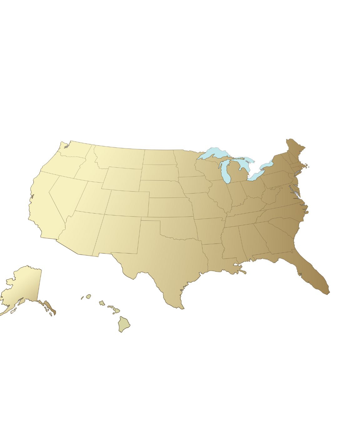 Close-up of a map of the United States with several black, white, and red pins marking various locations.