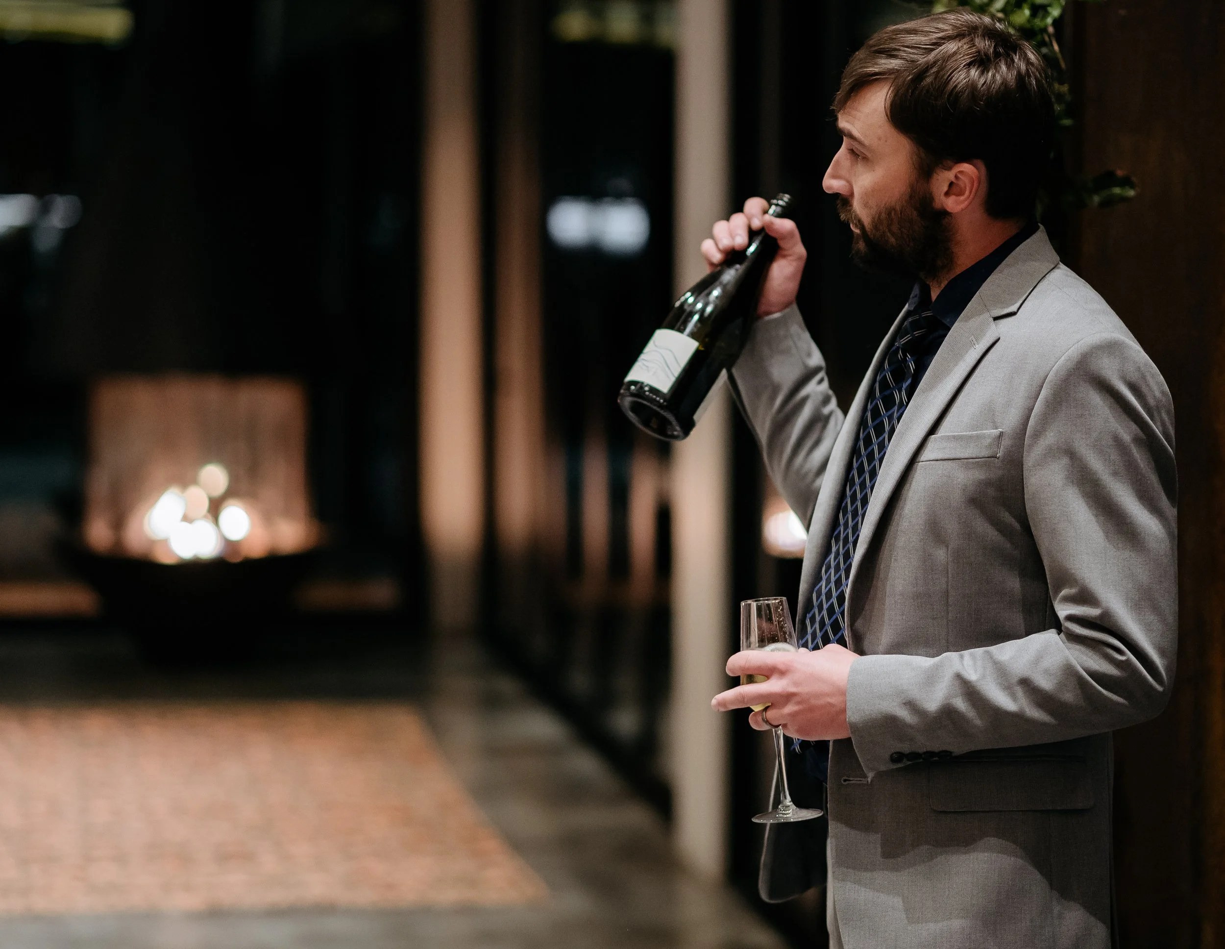 Owner Shaun Salamida presenting wine