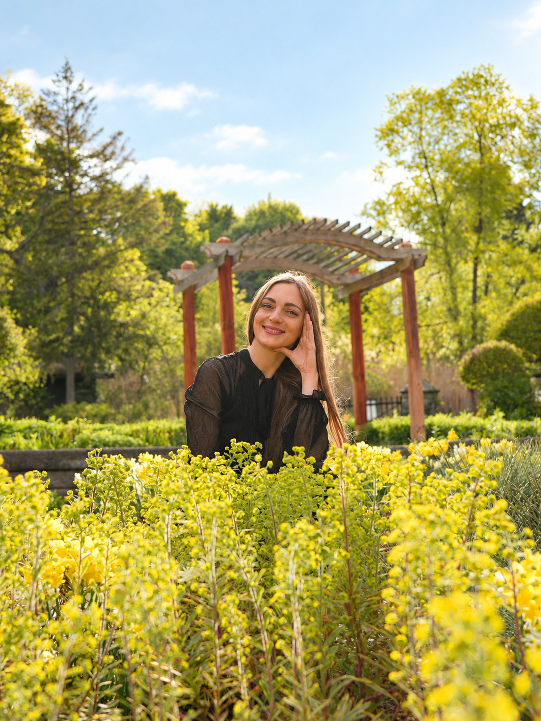 Sunlit Garden Portrait Beneath the Pergola.png
