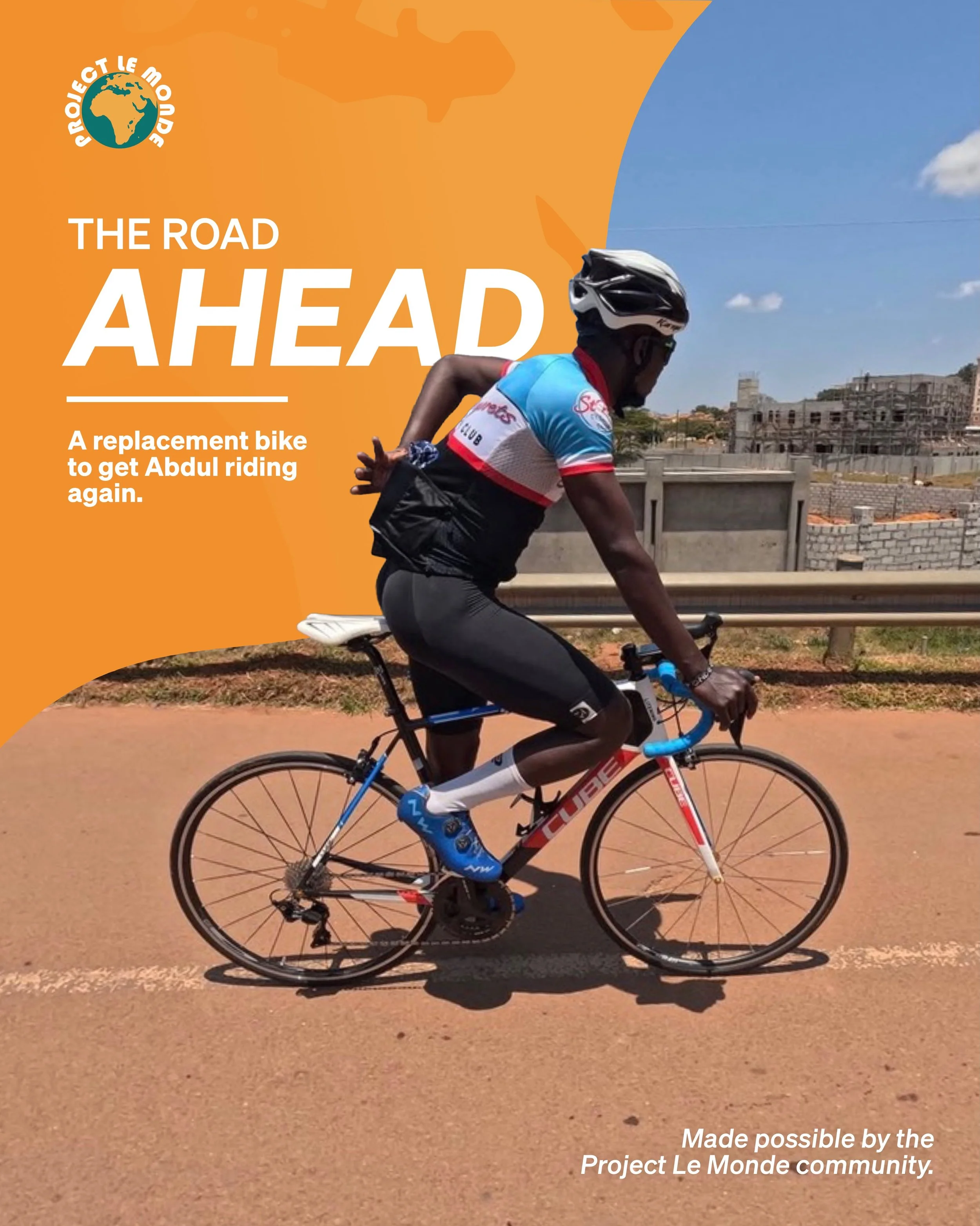 Back on the road! 🚴🏾&zwj;♂️

After Abdul&rsquo;s bike was stolen, the PLM community came together to help get him riding again.

For a professional cyclist, a bike is far more than just a way of getting around - it&rsquo;s training, competition, in