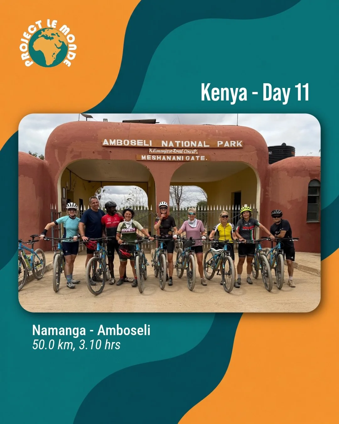 The Last Ride! 🚴&zwj;♂️🏆

Our final ride took us off-road on a very dusty and bumpy track towards the gates of Amboseli National Park 🏞️

Bikes parked, we finished the trip with an evening game drive - elephants, zebras, lions and baboons included