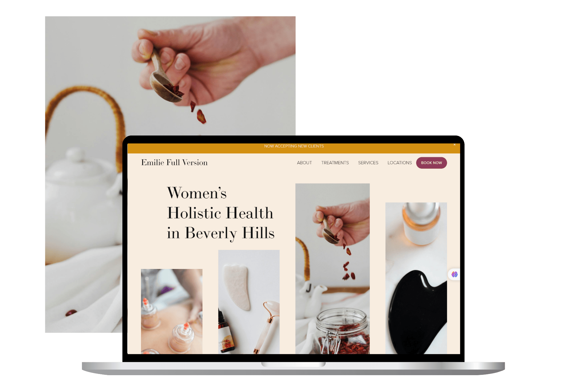Mudra Marketing group-Small Business Website Designs - Cool Squarespace Websites-Squarespace templates page-benefits-Emilie wellness and therapists squarespace template mockup