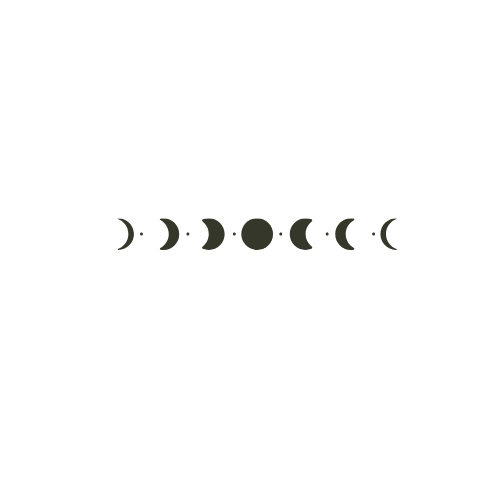 Illustration of the moon's phases from new moon to full moon in a horizontal line.
