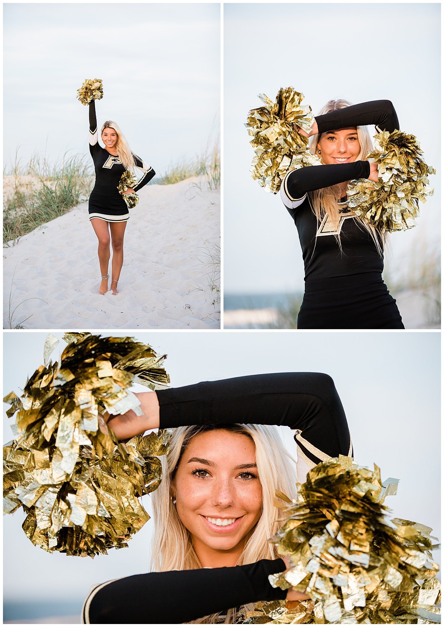 cheerleading outfit and posing inspiration for girls at the beach