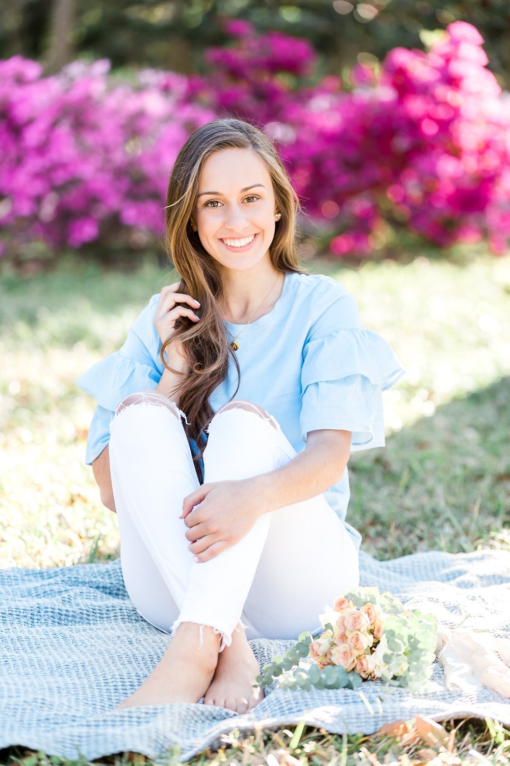 high school senior pictures in spring in Washington oaks gardens