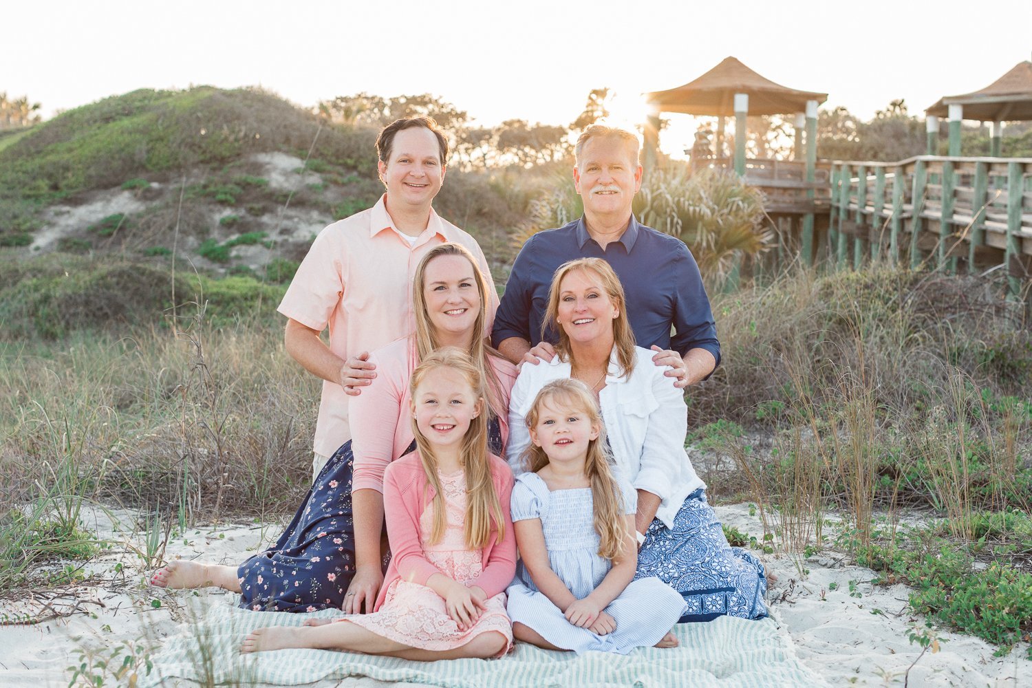 Extended family session in Jacksonville Beach during sunset