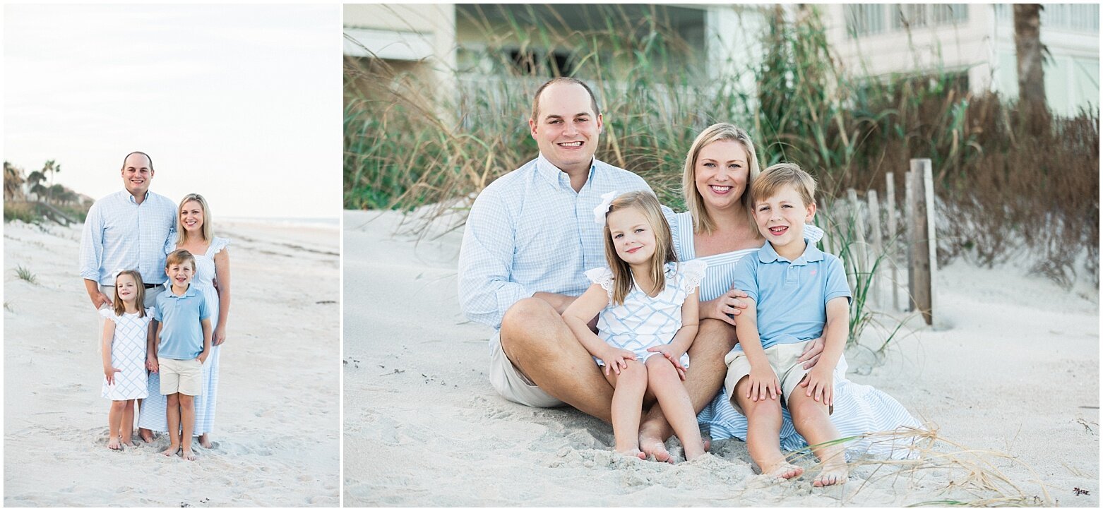 outfit and posing ideas for a family photoshoot at the beach in north Florida