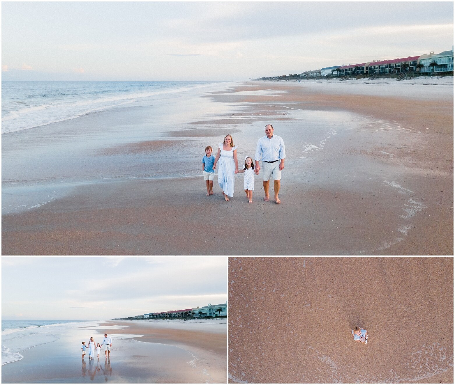 family picture ideas with the drone at the beach in Ponte Vedra, fl
